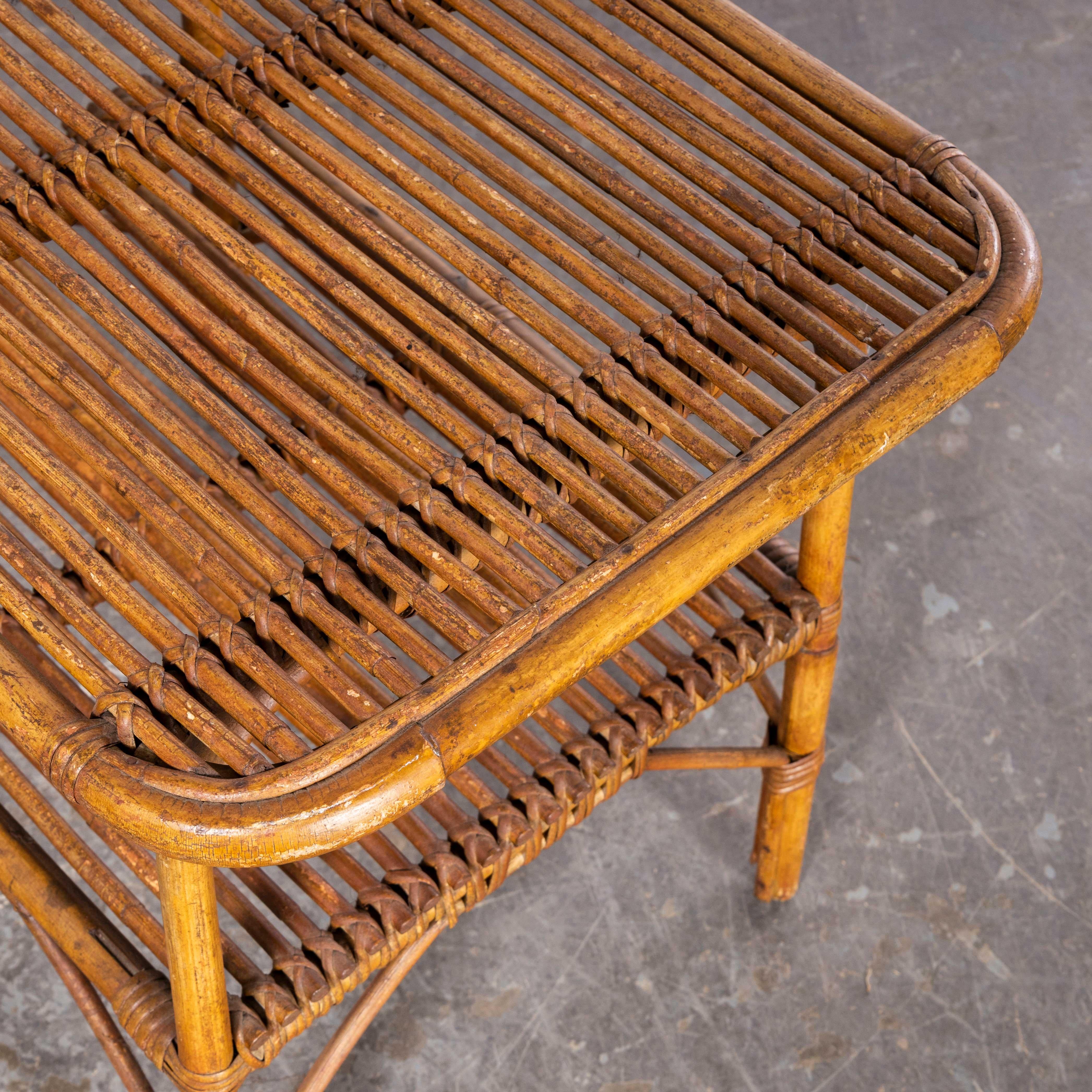 1950’s Original Rattan French Low Side Table For Sale 1