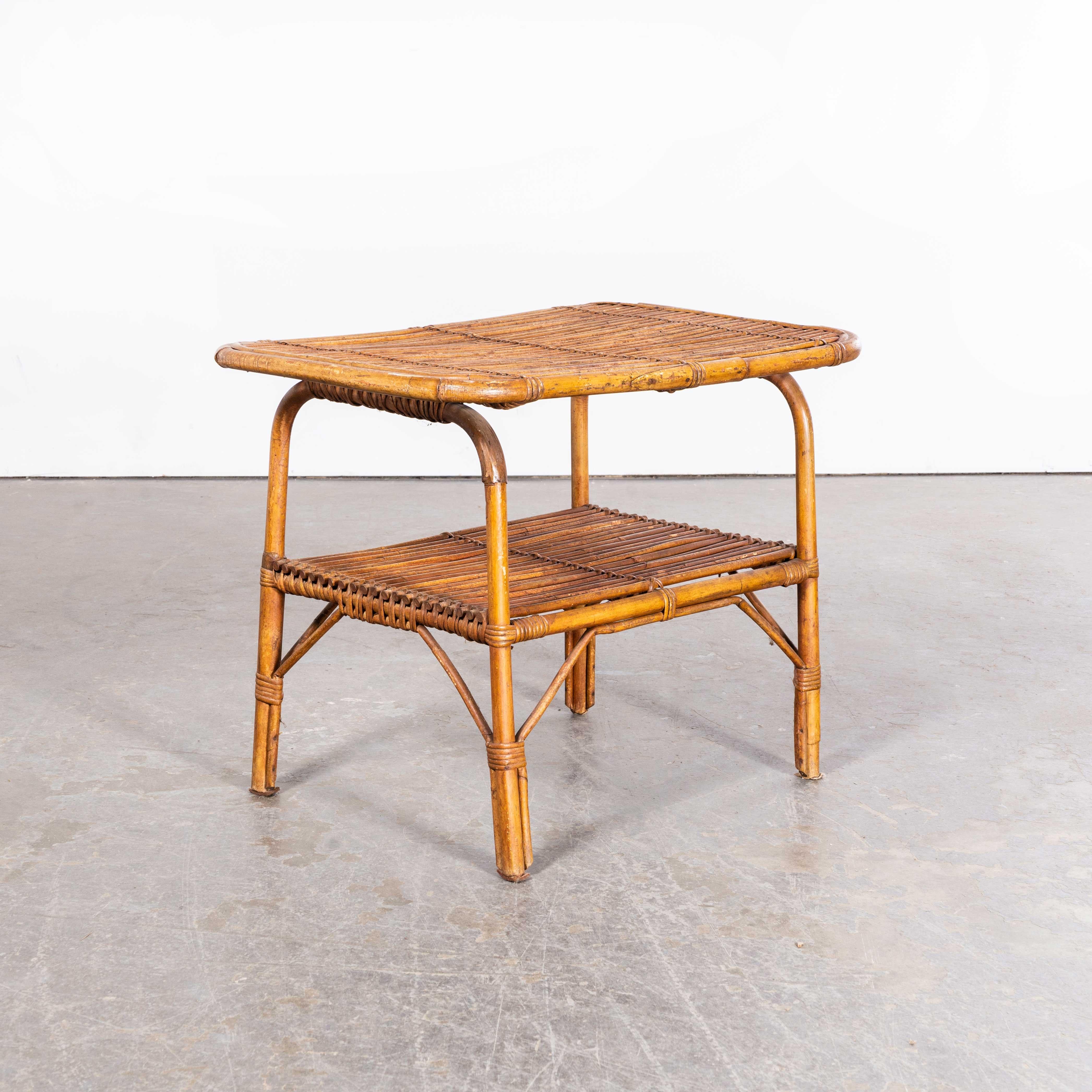 1950’s Original Rattan French Low Side Table For Sale 3