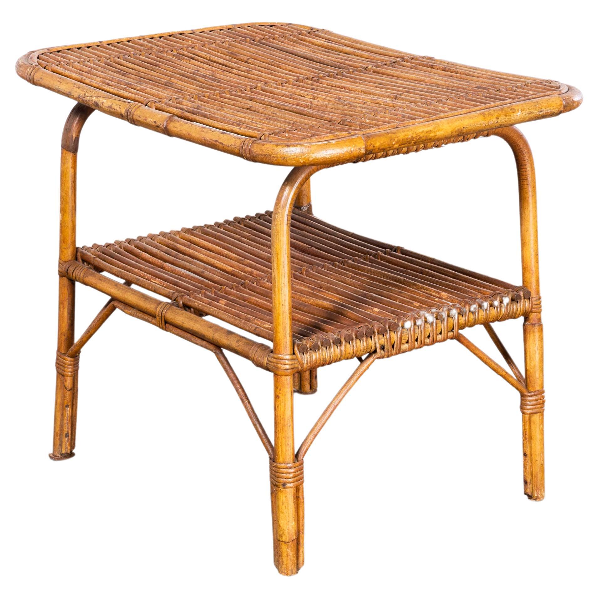 1950’s Original Rattan French Low Side Table For Sale