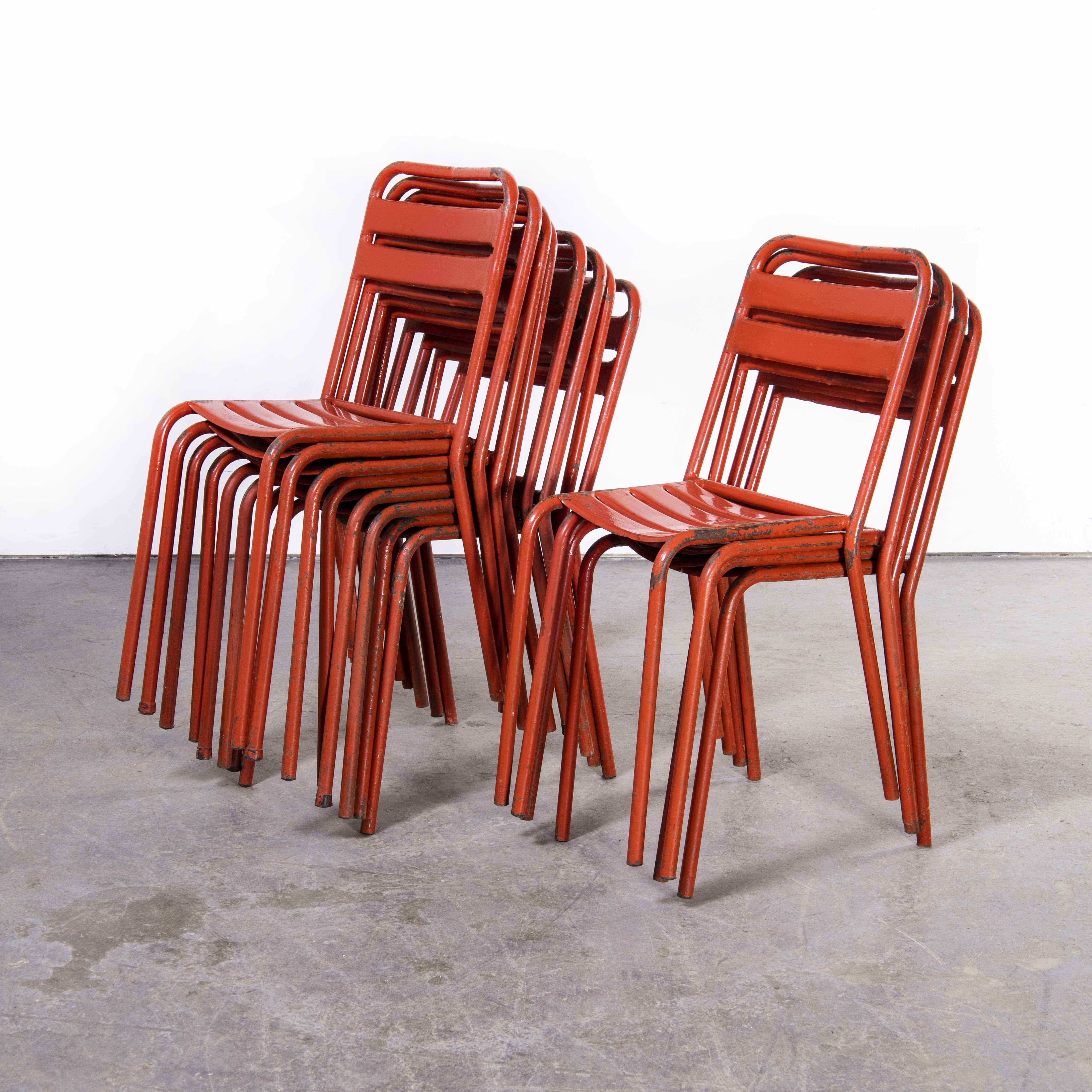 1950's Original Red French Tolix T2 Dining Chair, Set of Twelve 4