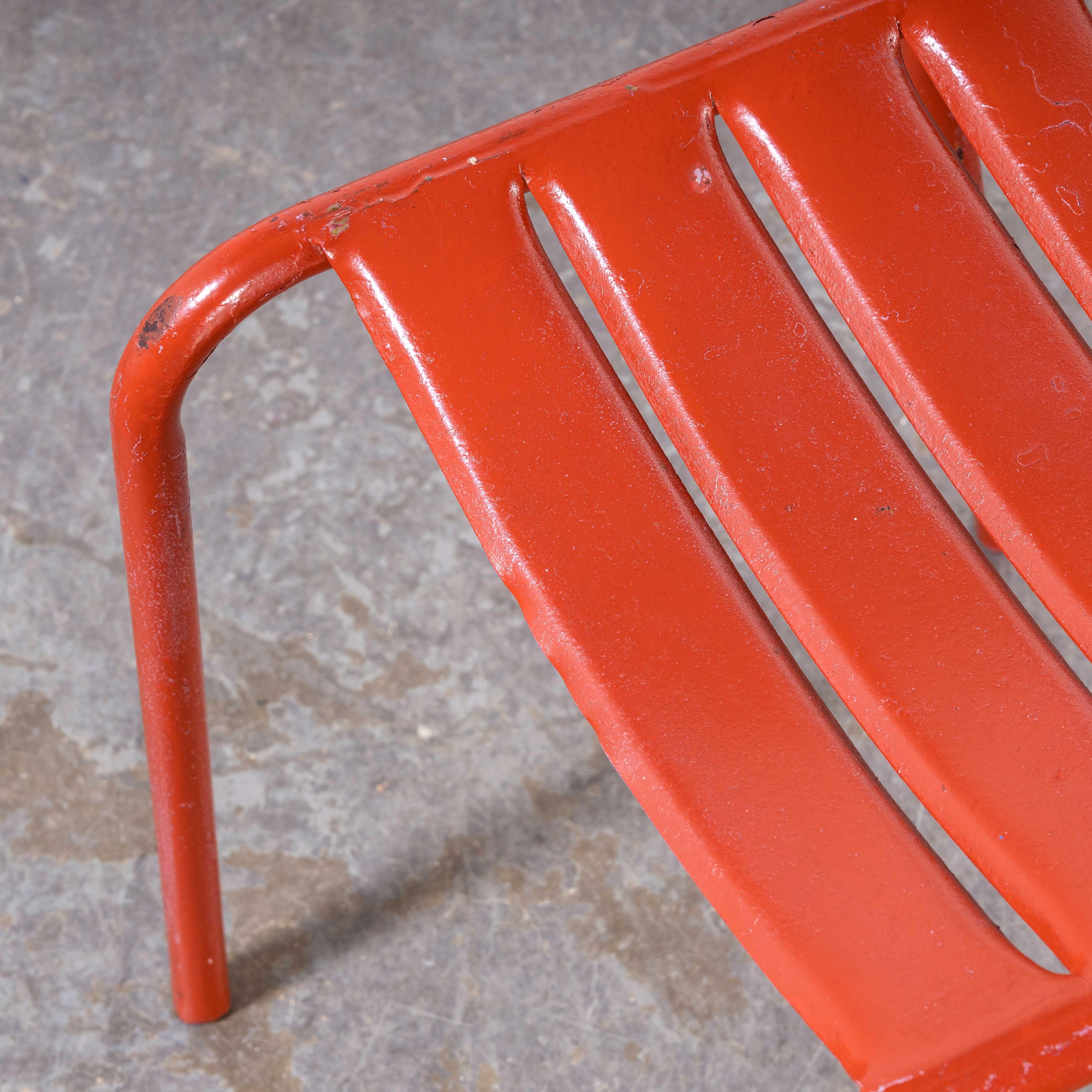 Mid-20th Century 1950's Original Red French Tolix T2 Metal Outdoor Dining Chairs, Set of Eight