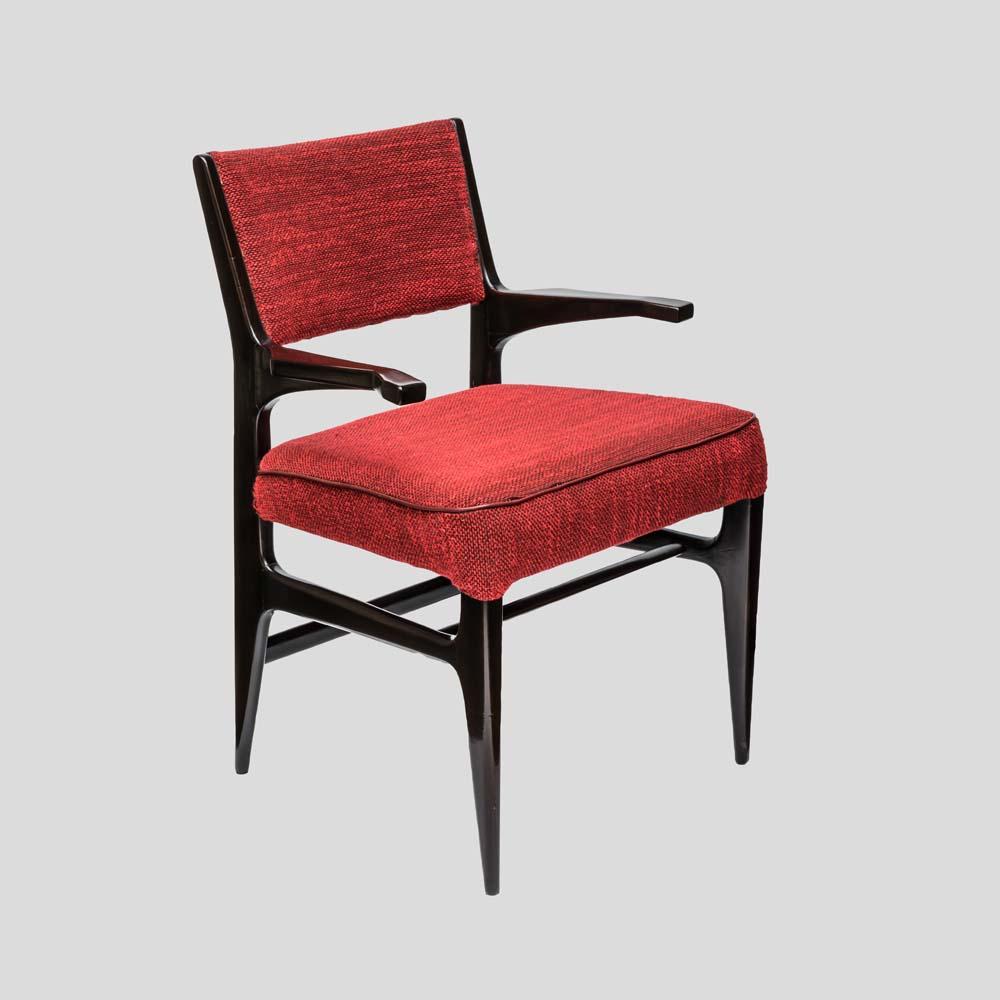 Mid-20th Century 1950s Original red upholstered chair Italian design by Cassina For Sale