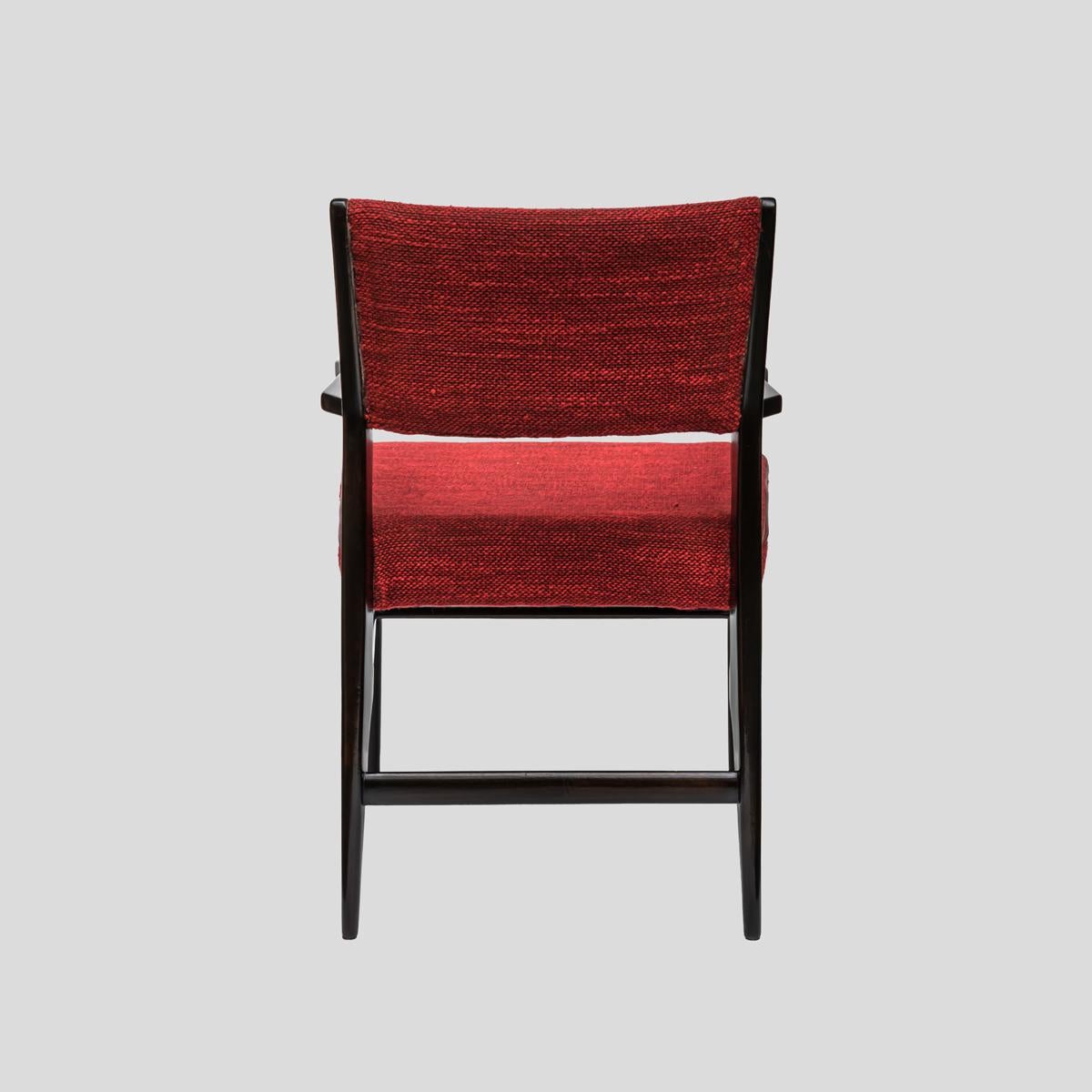 1950s Original red upholstered chair Italian design by Cassina For Sale 1