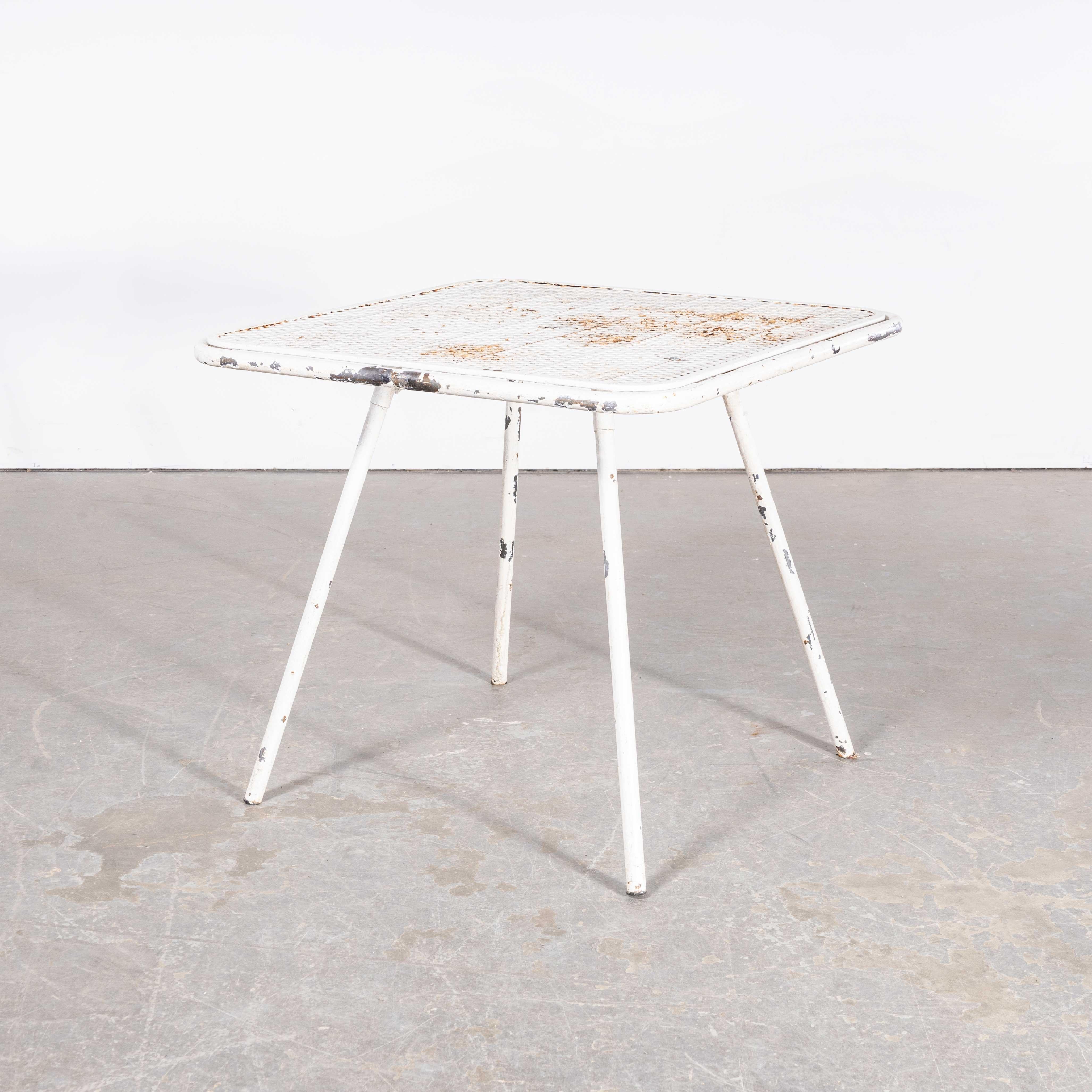 French 1950's Original Rene Malaval White Square Outdoor Table For Sale