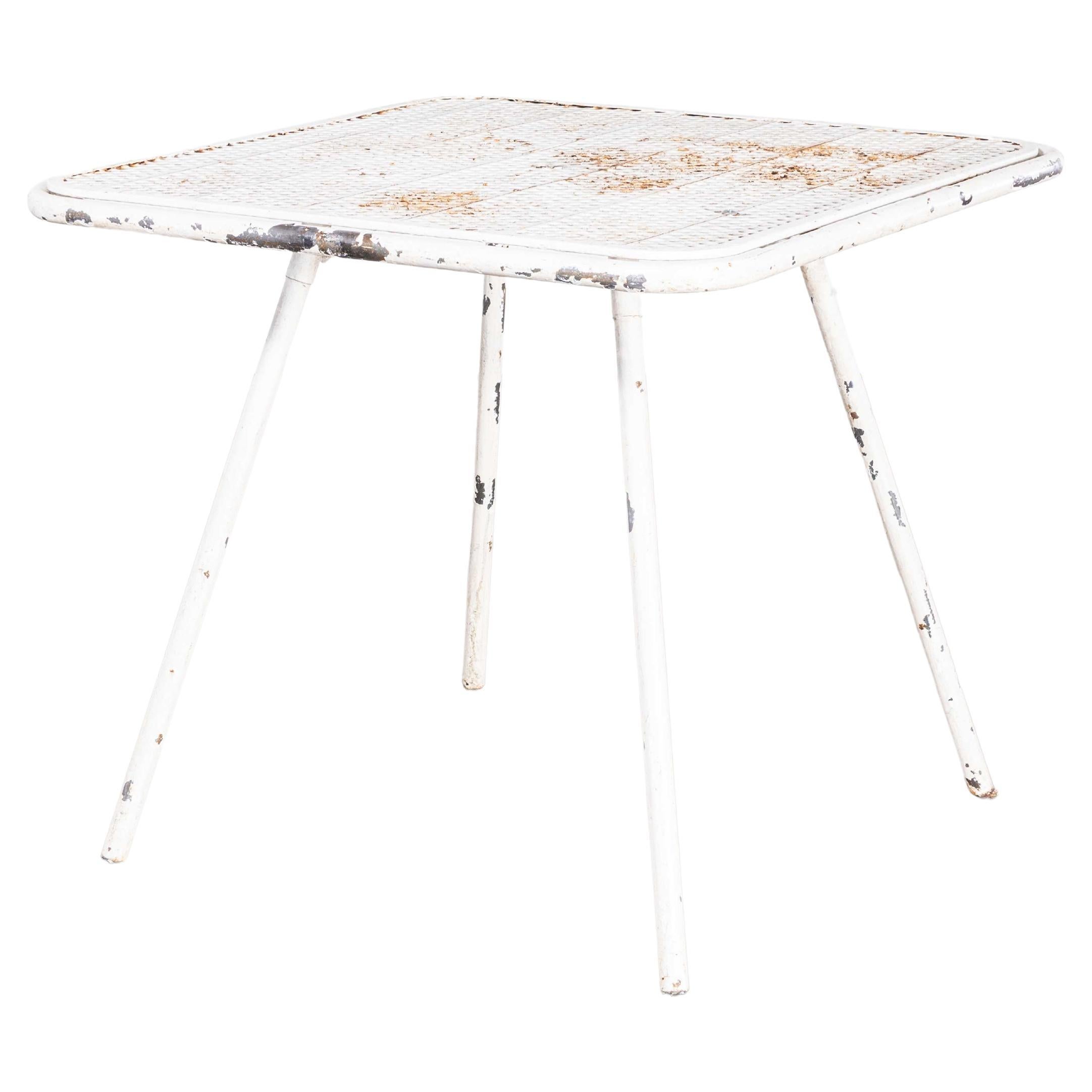 1950's Original Rene Malaval White Square Outdoor Table For Sale