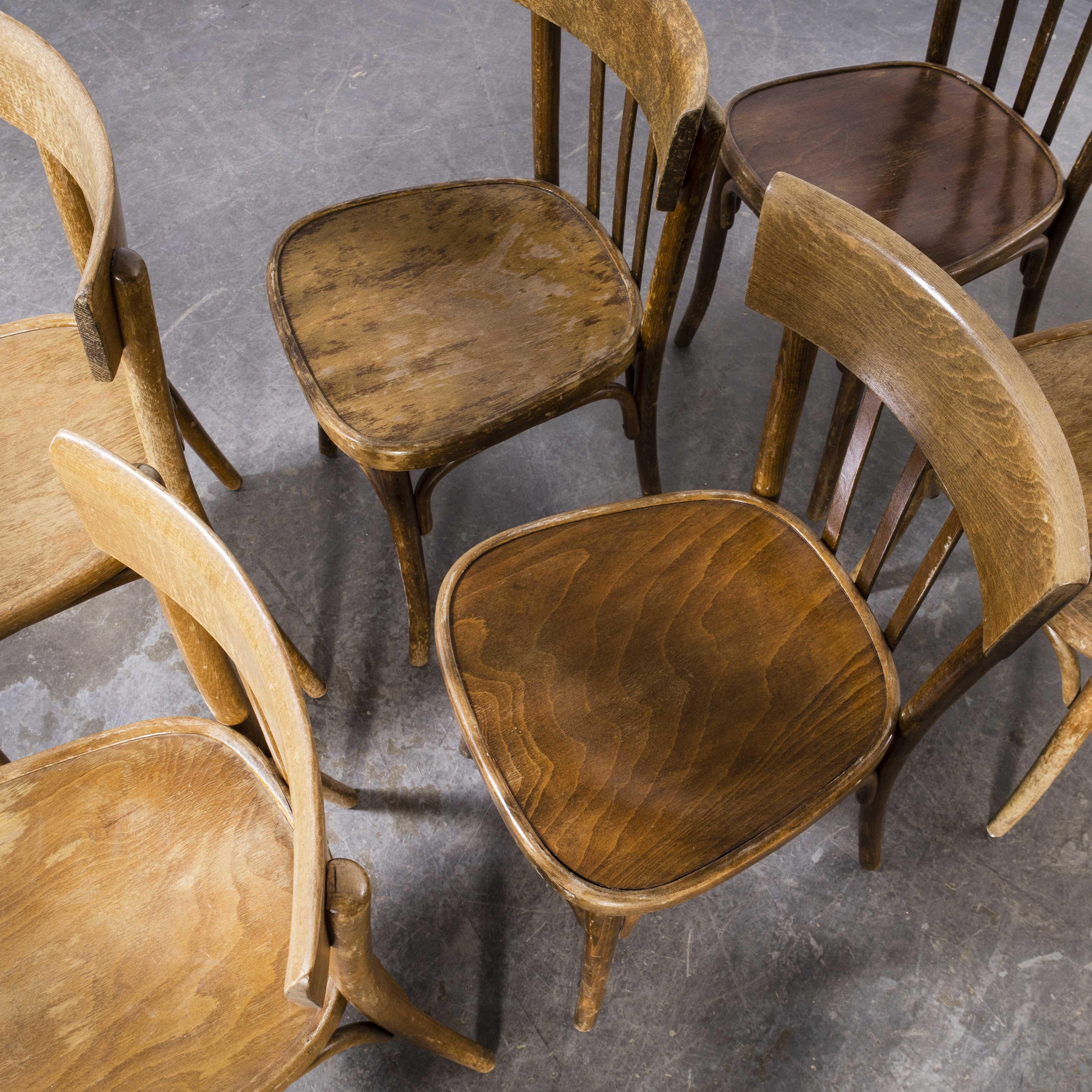 1950's Original Thonet Light Oak Dining Chairs, Set of Eight 3