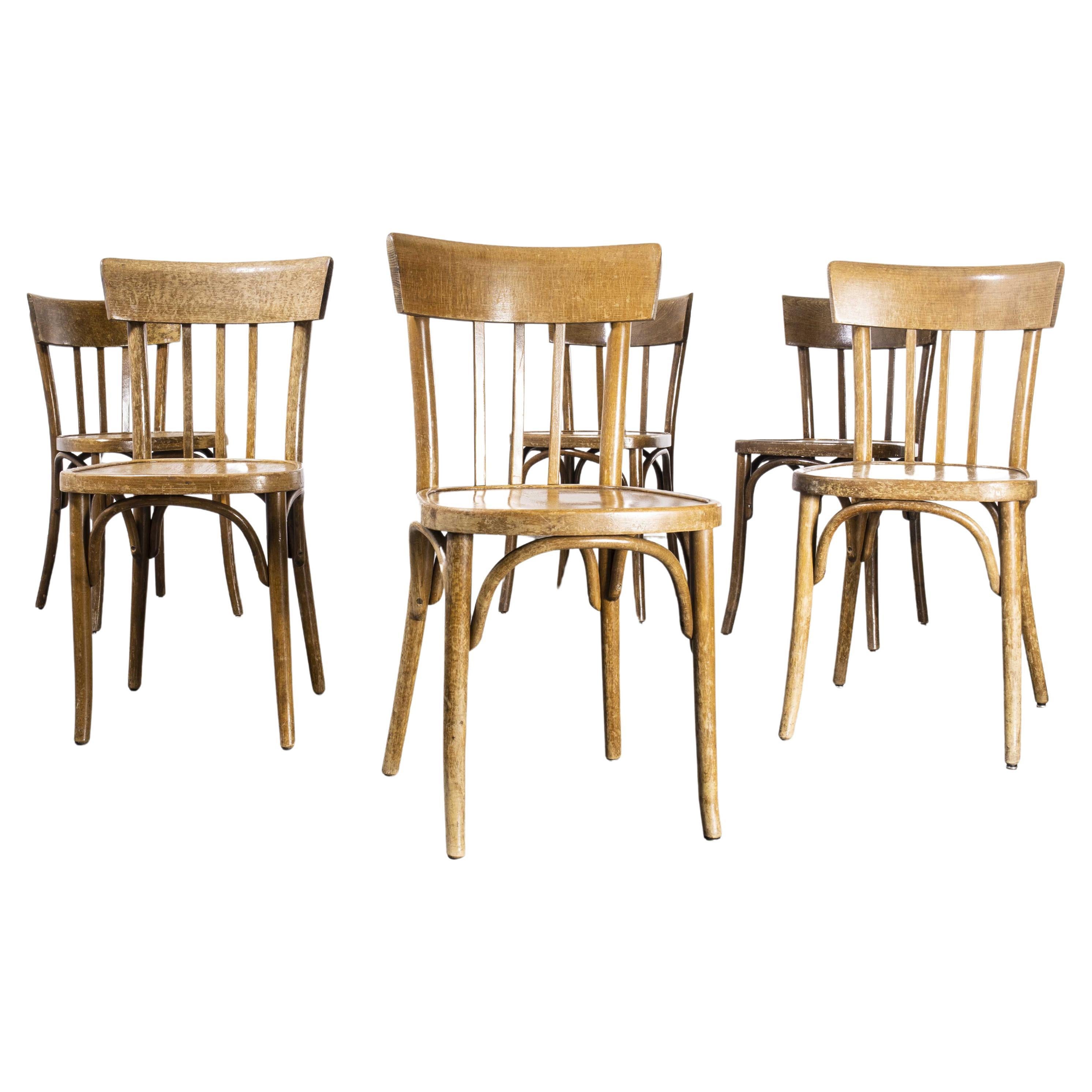 1950's Original Thonet Light Oak Dining Chairs, Set of Eight