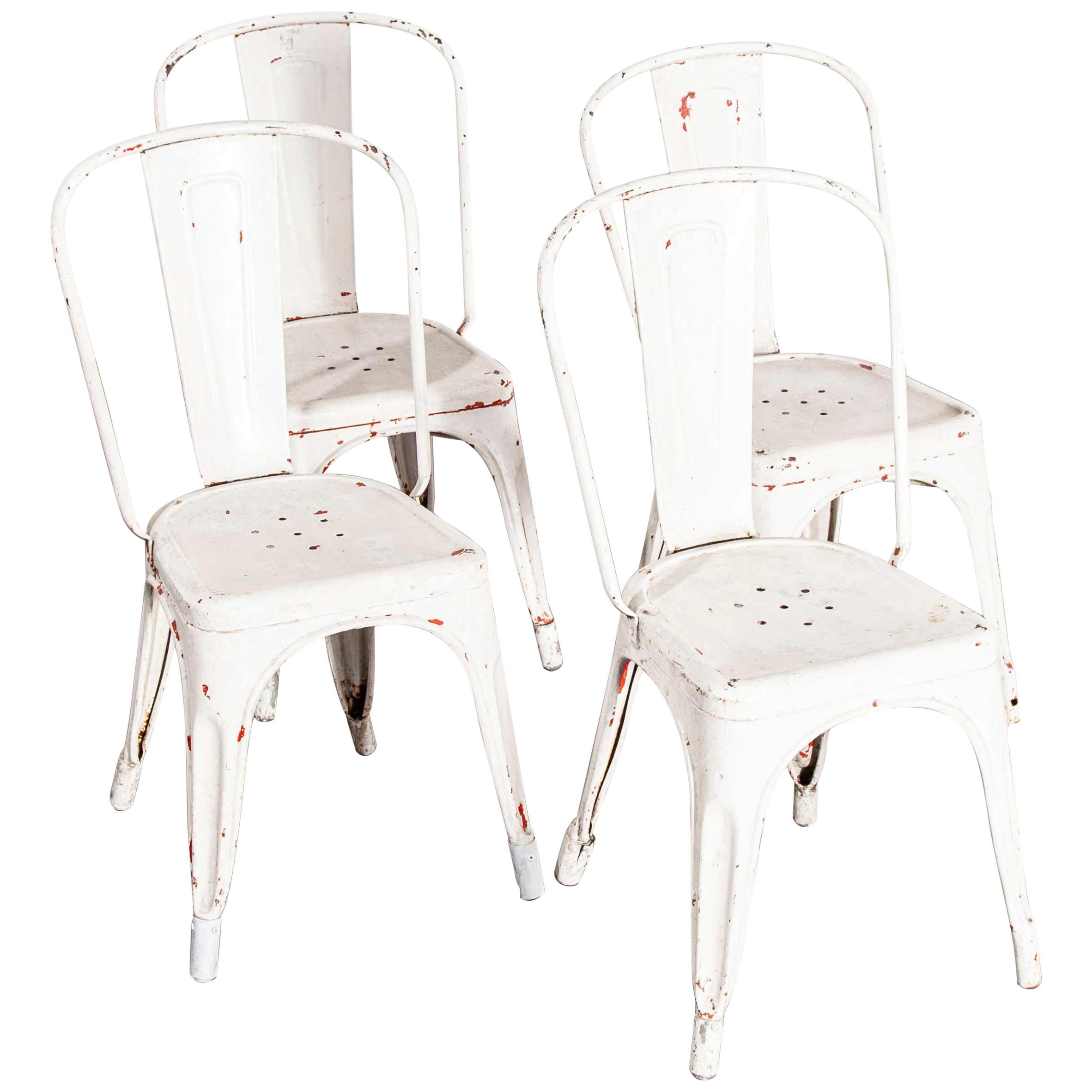 1950s Original Tolix Model A Dining Outdoor Chairs, Set of Four