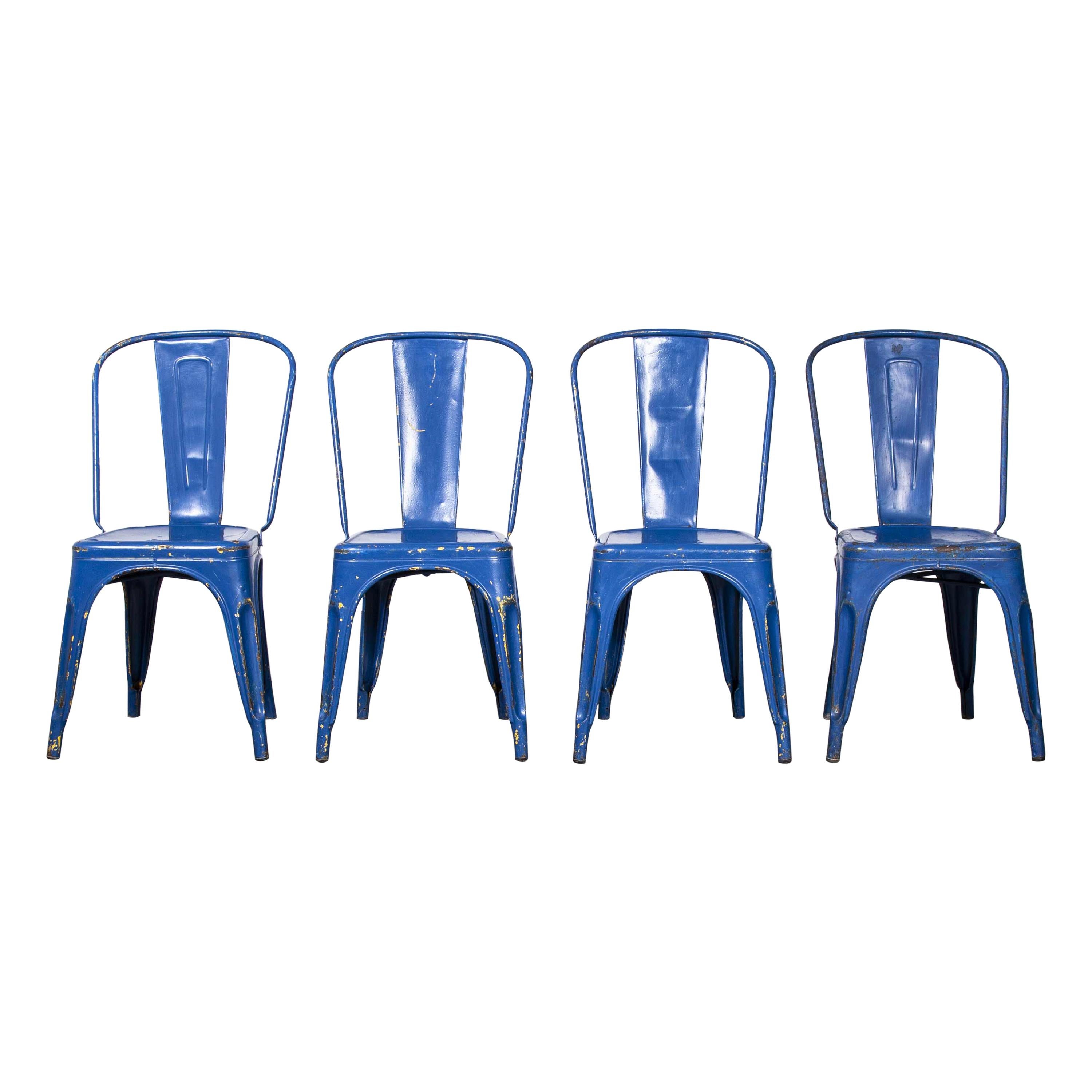 1950's Original Tolix Model A Dining Outdoor Chairs, Set of Four