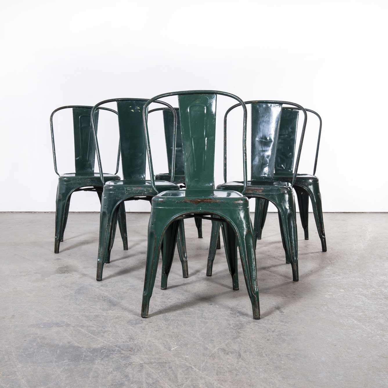 1950’s Original Tolix Model a Dining Outdoor Chairs, Set of Six '1643' For Sale 6