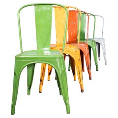 1950's Original Tolix Model A Outdoor Chairs - Mixed Set OF Five Chairs