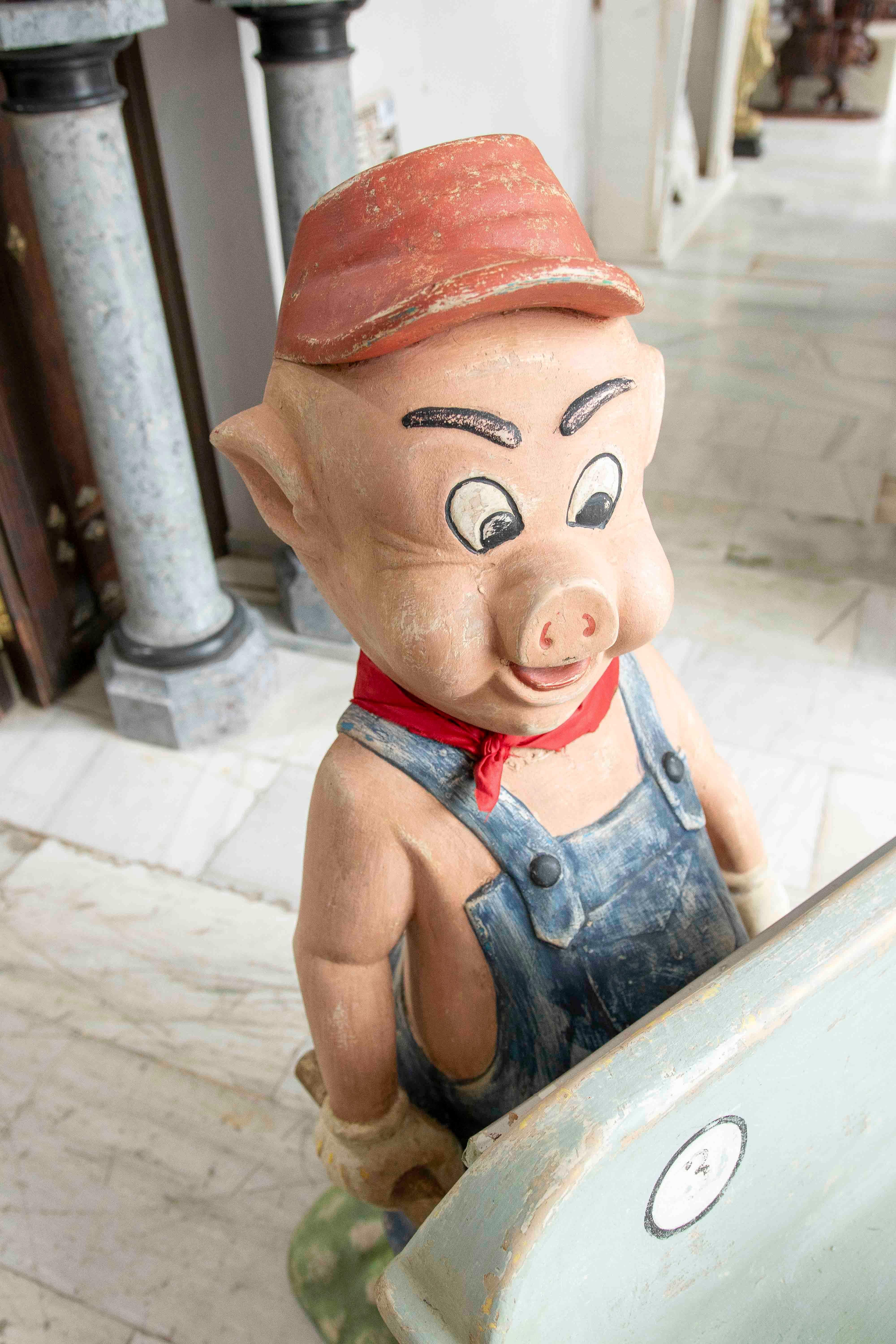 Carosello da fiera originale degli anni '50 del secolo scorso del maiale delle miniere con un bambino in vendita 2