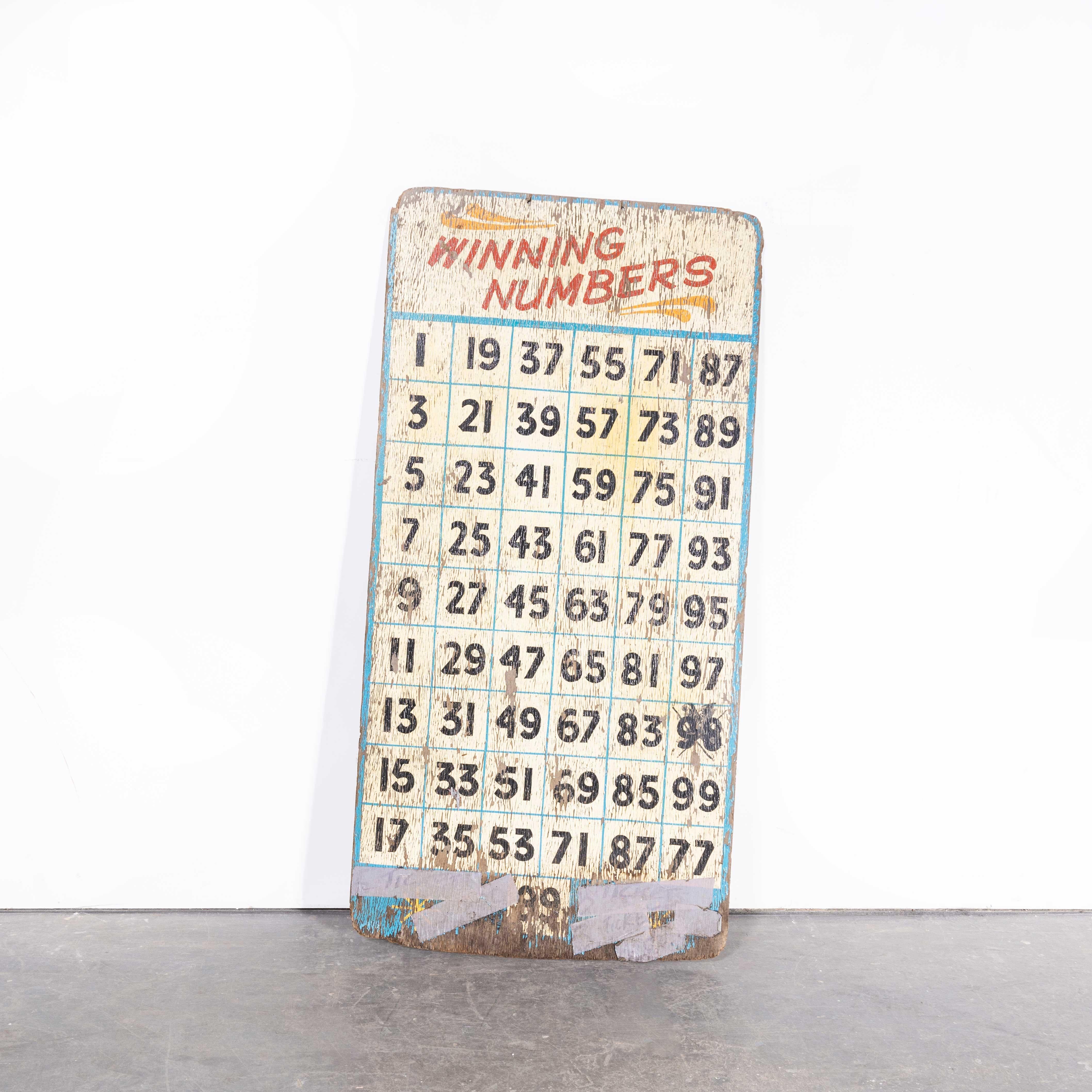 Original de los años 50 Números ganadores Gran cartel de feria mediados del siglo XX en venta