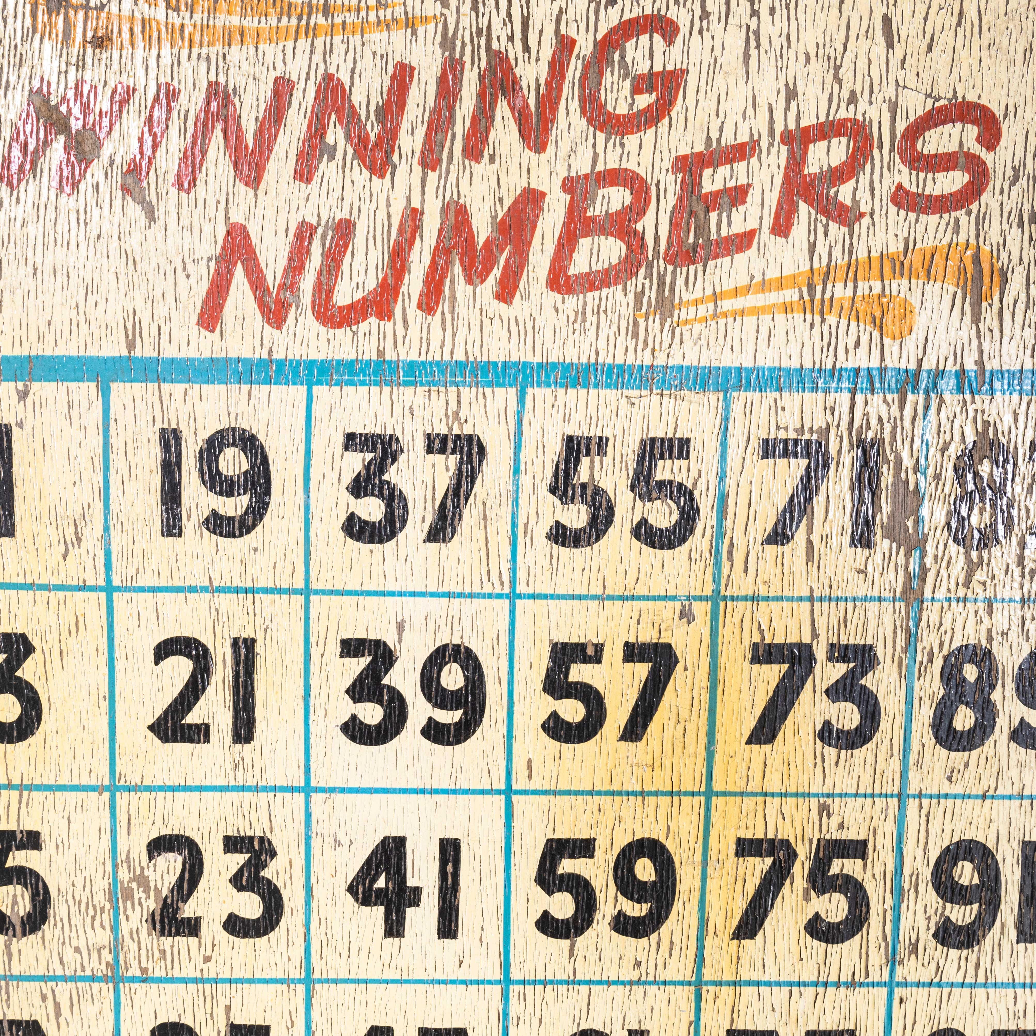 1950s Original Winning Numbers Large Fairground Sign For Sale 2