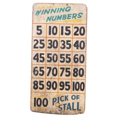 Vintage 1950s Original Winning Numbers Large Fairground Sign