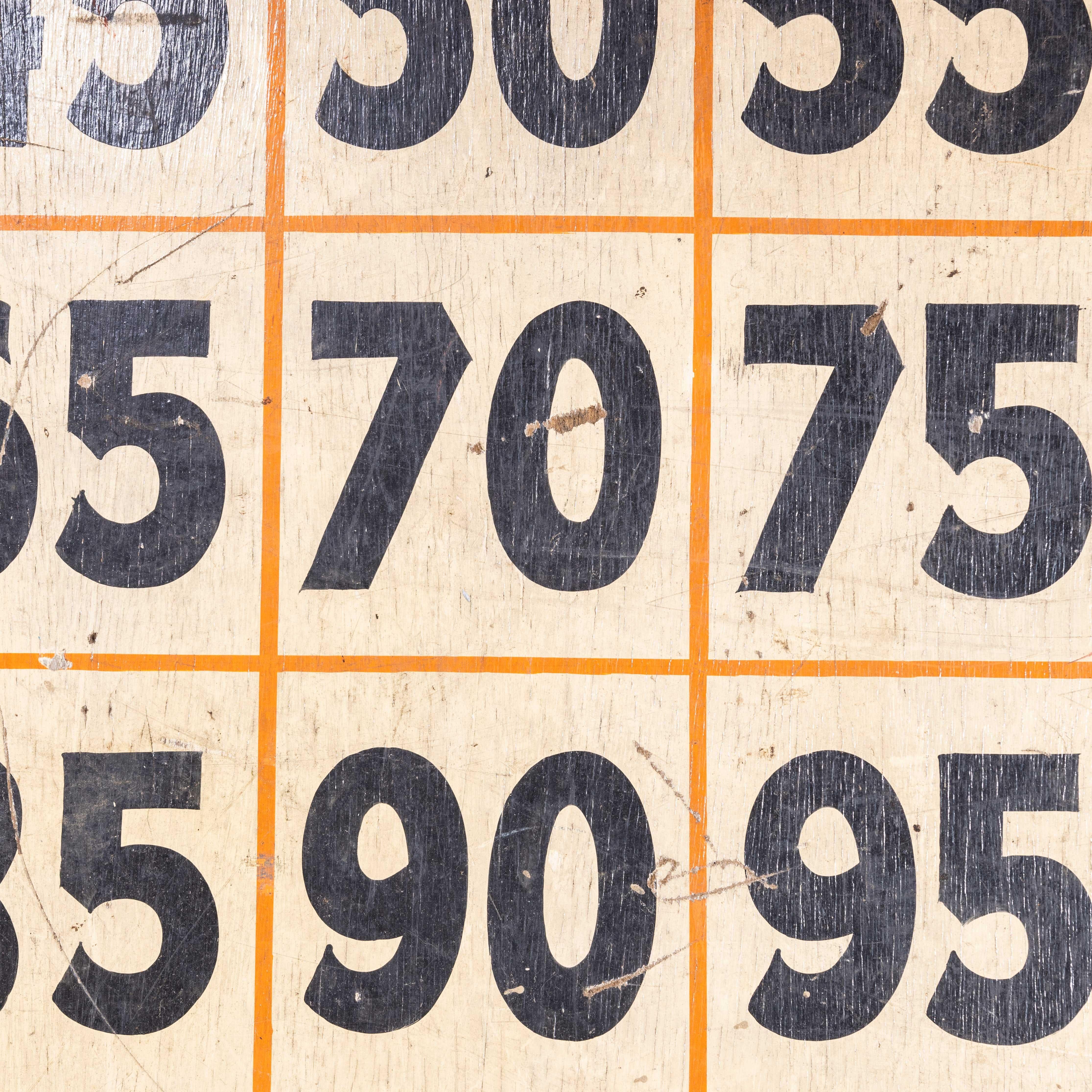 1950s Original Winning Numbers Large Fairground Sign – Odds
1950s Original Winning Numbers Large Fairground Sign – Odds. Lovely honest and original fairground sign mounted on wooden board and hand painted.

WORKSHOP REPORT
Our workshop team