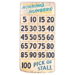 1950s Original Winning Numbers Large Fairground Sign, Odds