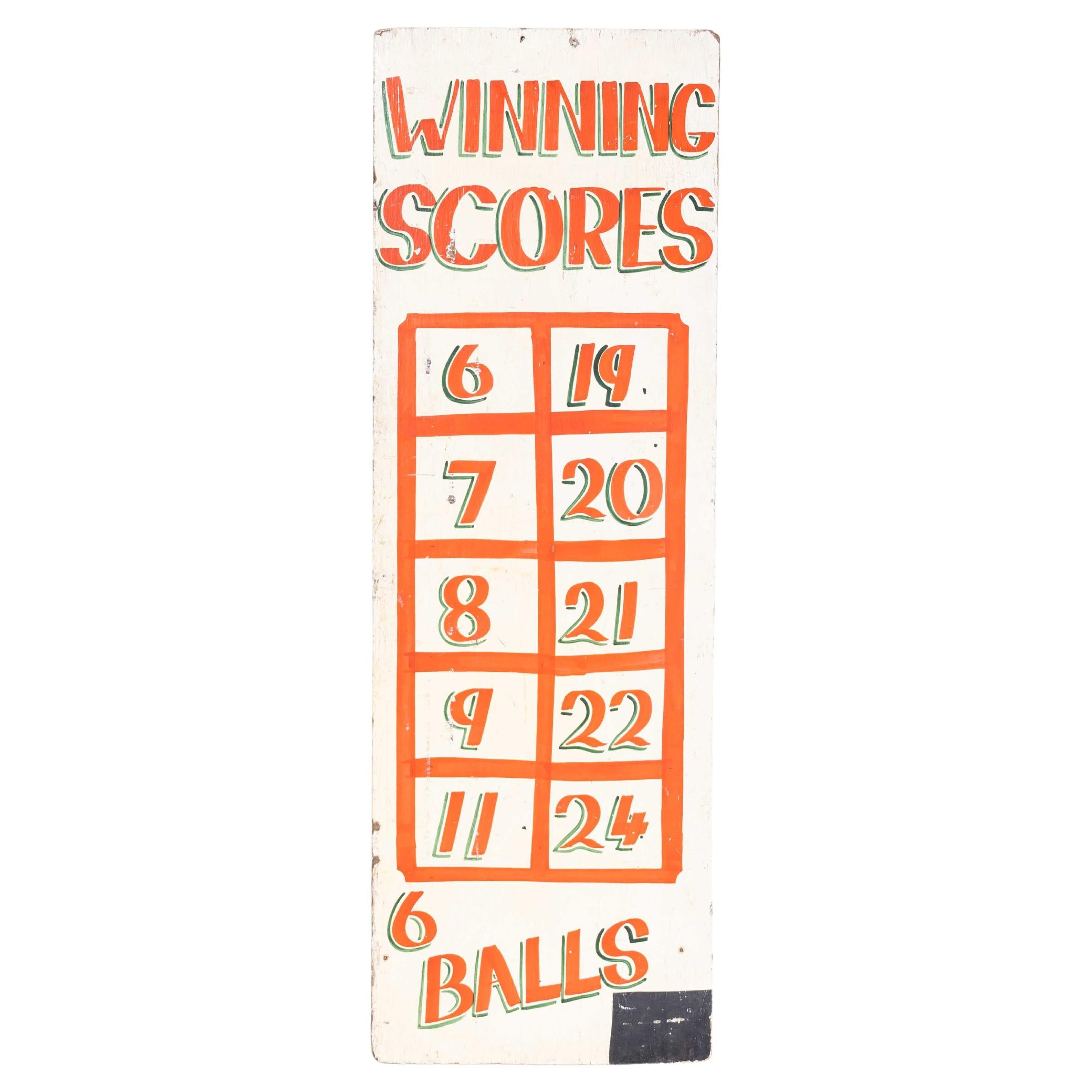 1950s Original Winning Scores Fairground Sign '2552' For Sale