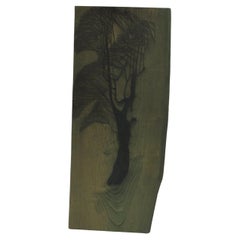 Original Holzschnitt-Druckblock mit geschnitztem Holzdruck von Pauline Jacobsen Baum, 1950er Jahre