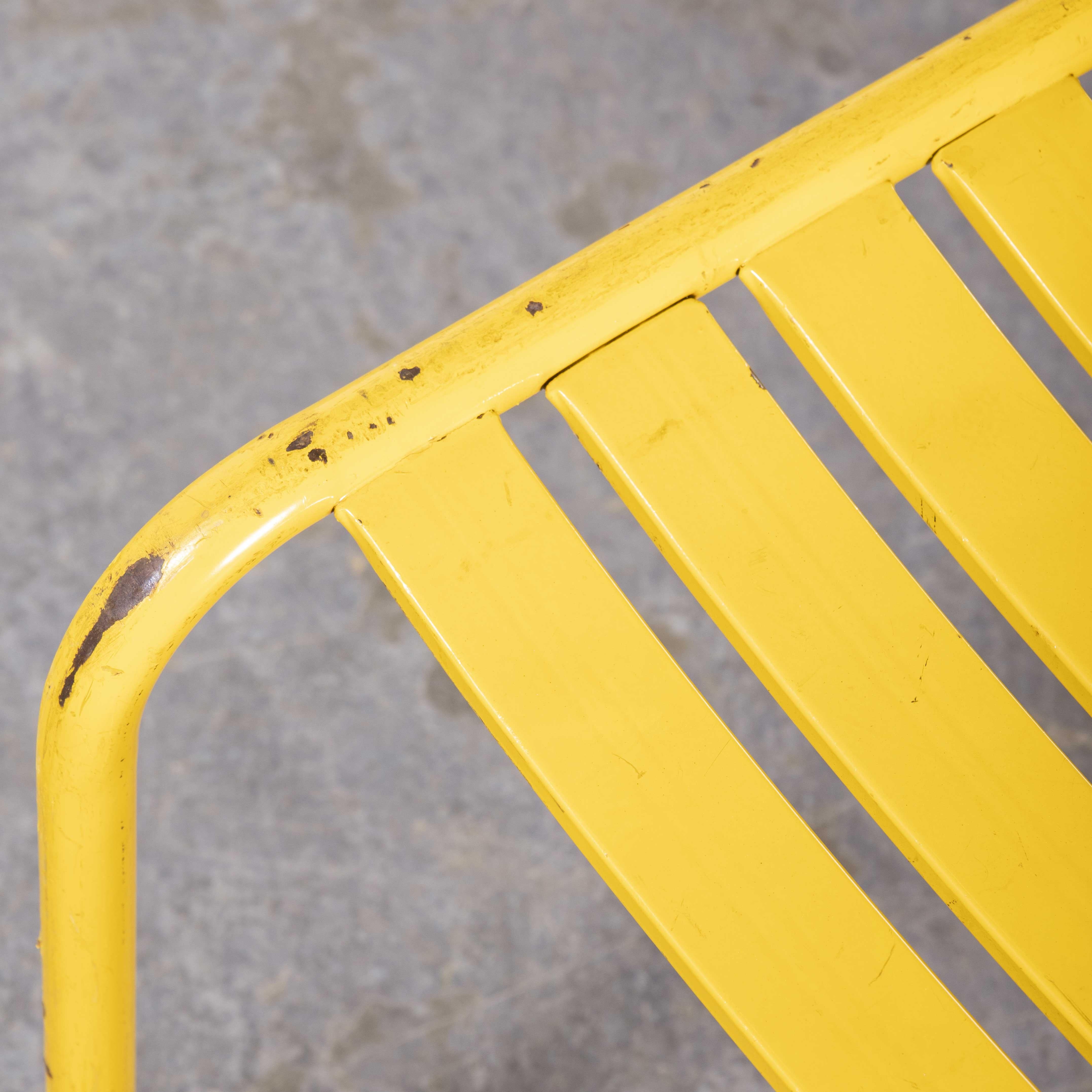 Mid-20th Century 1950's Original Yellow French Tolix T2 Metal Café Dining Chairs - Pair