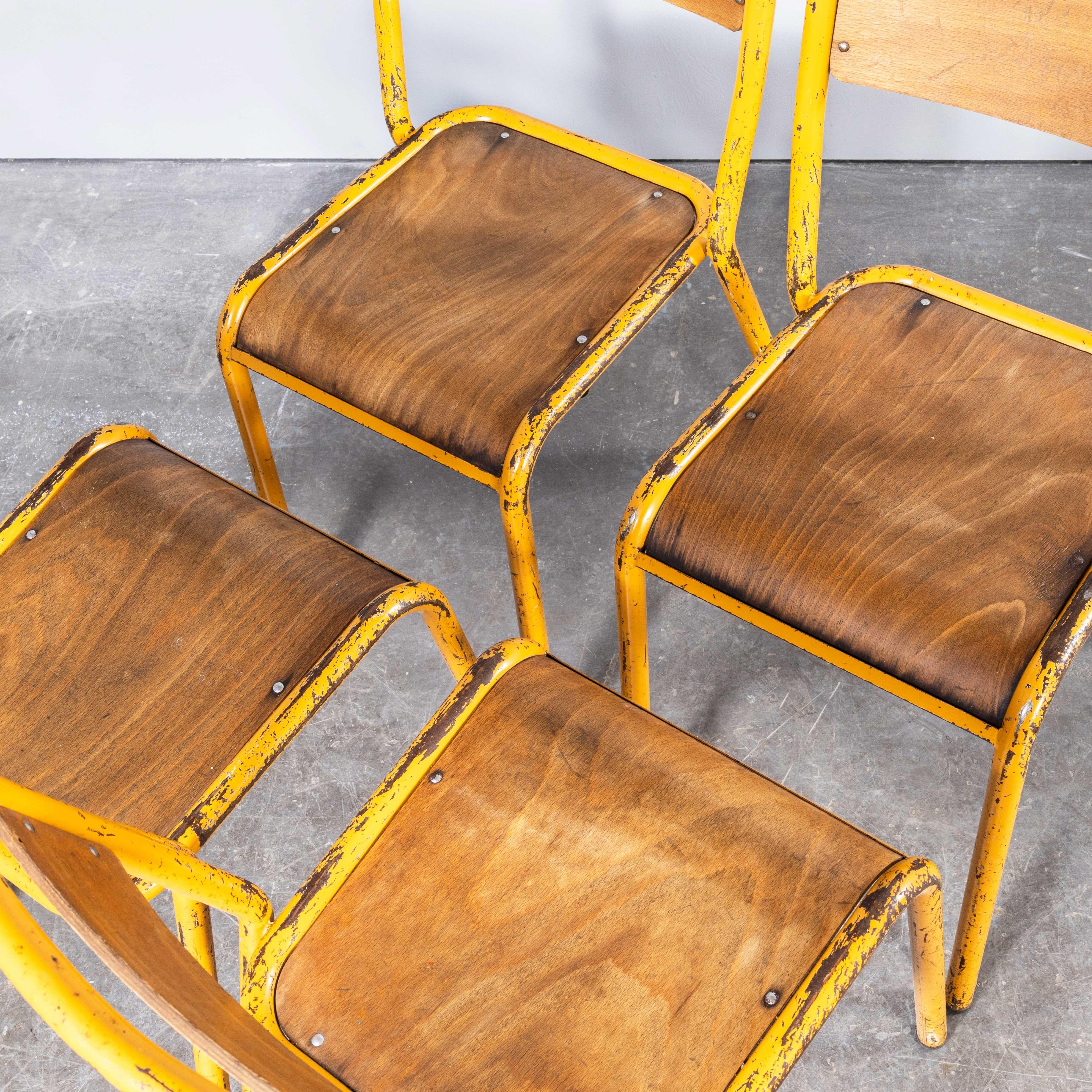 1950's Original Gelbe Französisch Tolix Holz Sitz Metall Bistro Esszimmerstuhl - groß  im Angebot 7