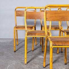 1950's Original Gelbe Französisch Tolix Holz Sitz Metall Bistro Esszimmerstuhl - groß