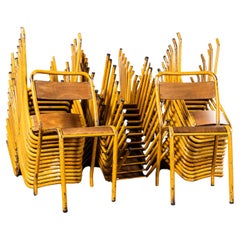 1950's Original Gelbe Französisch Tolix Holz Sitz Metall Bistro Esszimmerstuhl - groß 
