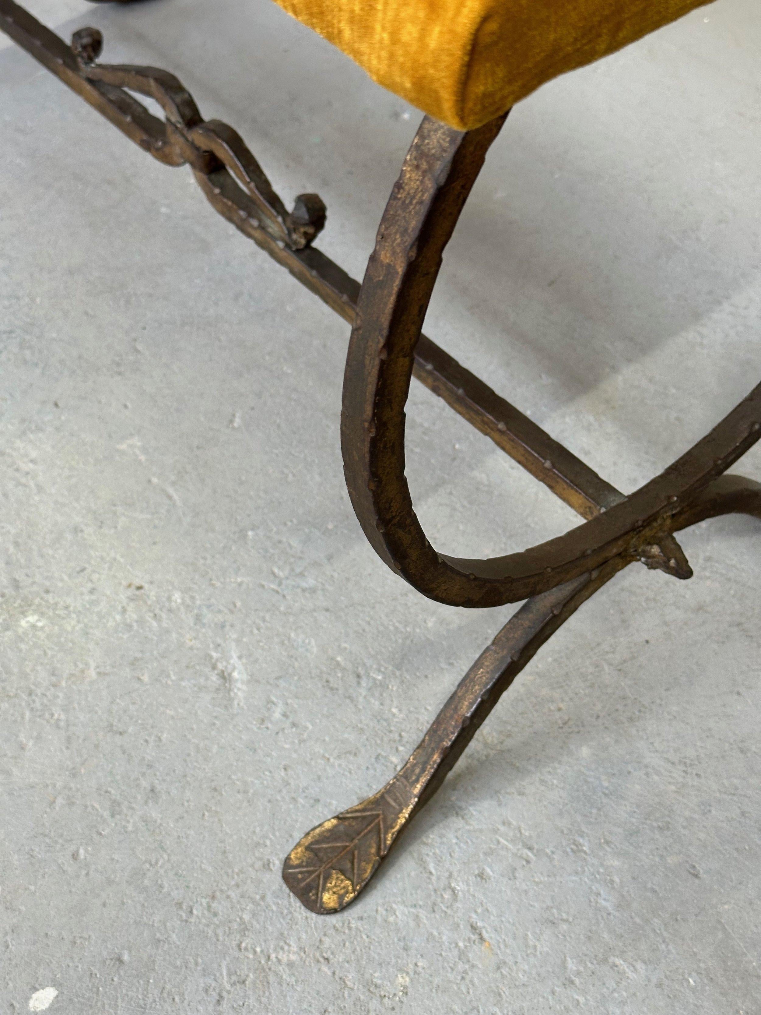 1950's Ornate Spanish Gilt Iron Bench  For Sale 4
