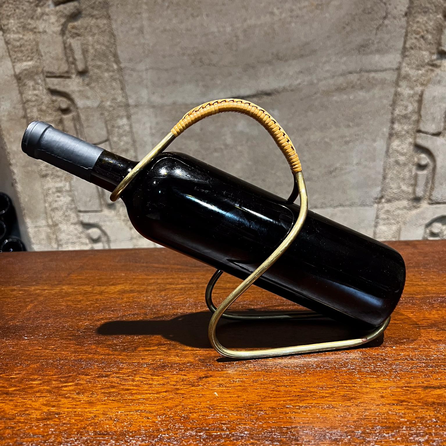 1950s Orop Wine Bottle Holder Brass & Cane Carl Auböck Austria 6