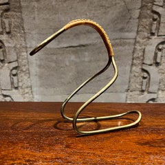 1950s Orop Wine Bottle Holder Brass & Cane Carl Auböck Austria