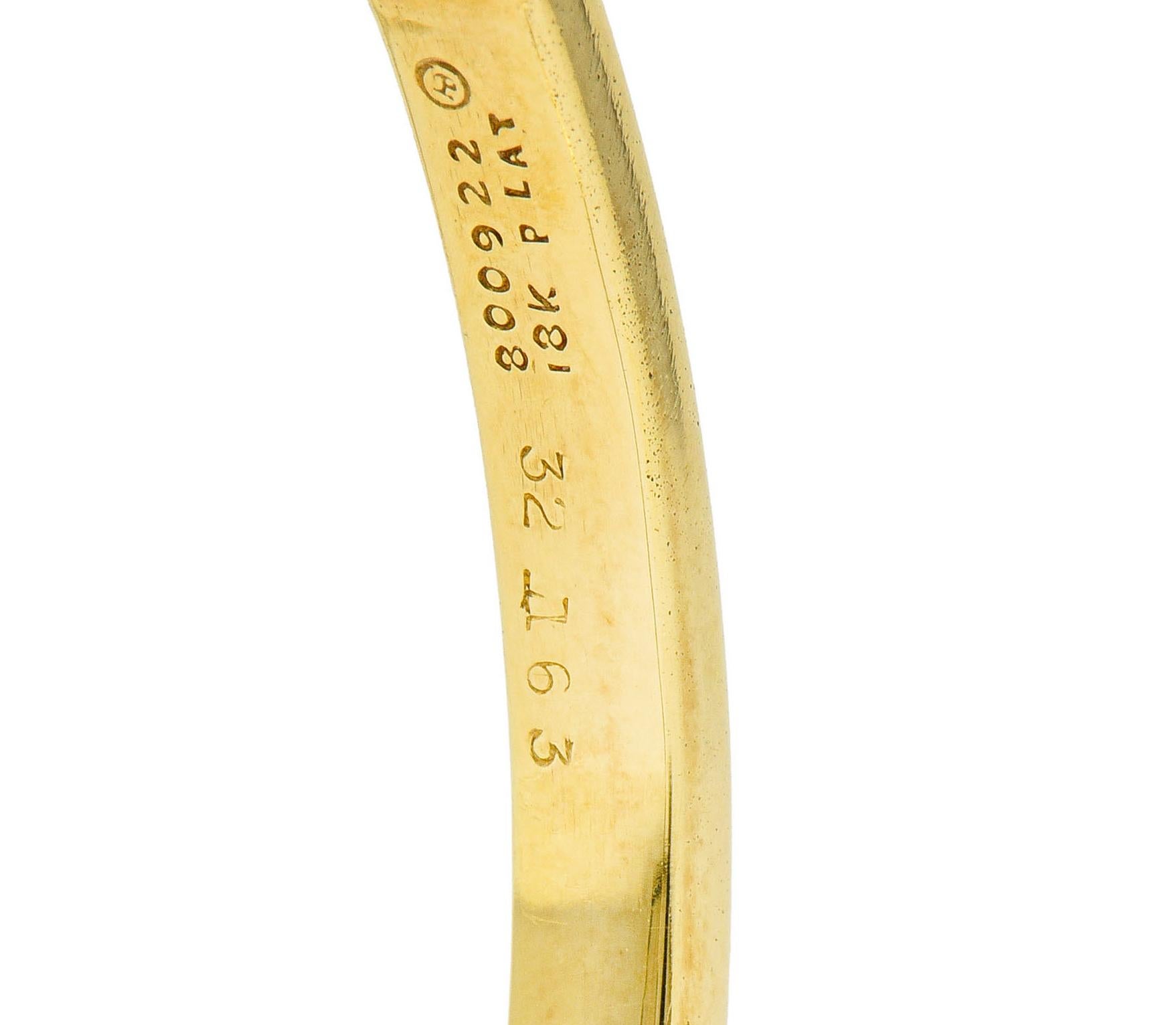 1950s Oscar Heyman Sapphire Diamond 18 Karat Gold Platinum Bangle Bracelet 2