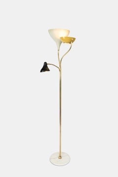 1950s Oscar Torlasco Floor Lamp LS27 Marble Brass Aluminium Black Yellow White