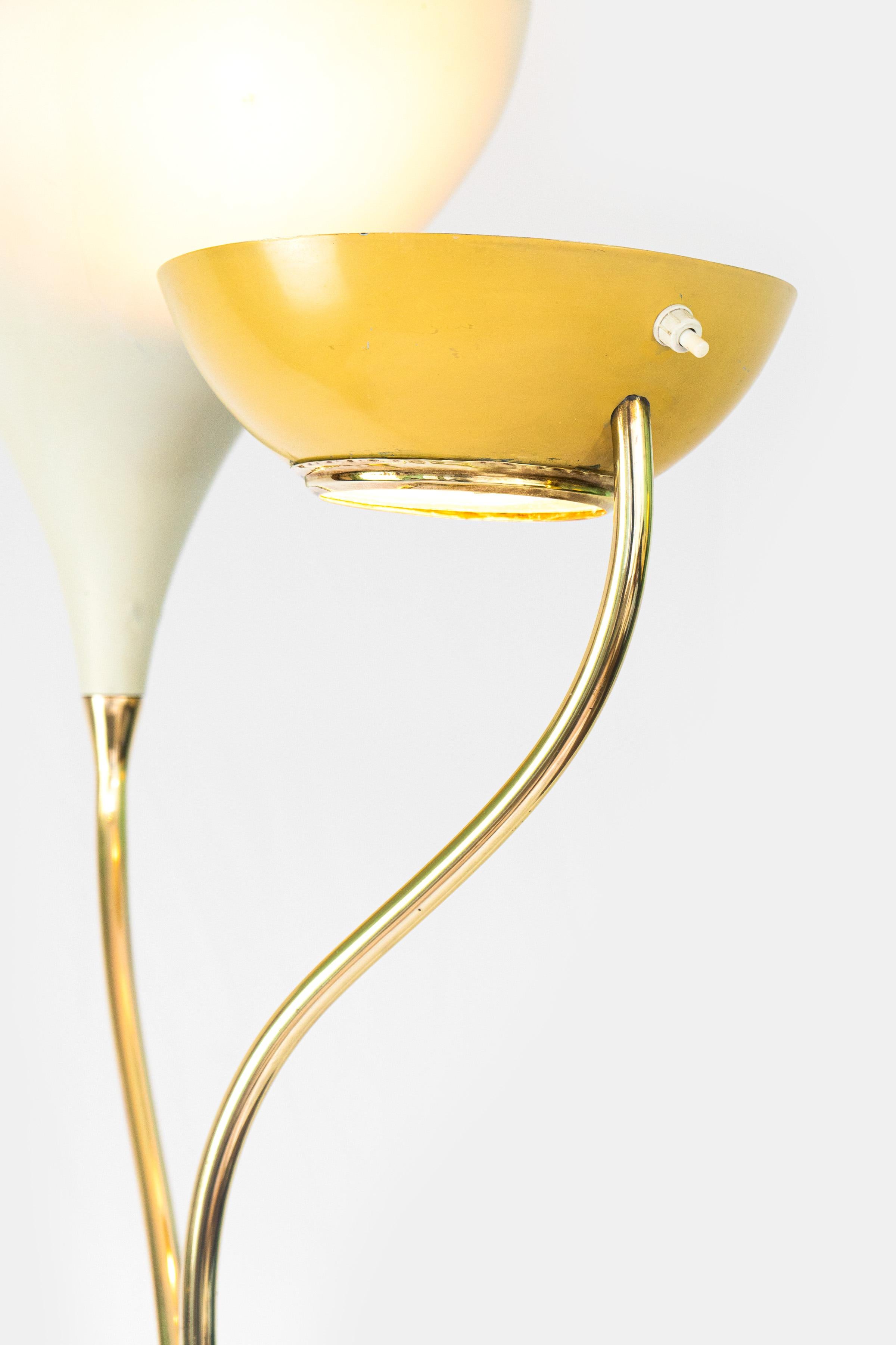 Italian 1950s Oscar Torlasco Floor Lamp LS27 Marble Brass Aluminium Black Yellow White For Sale