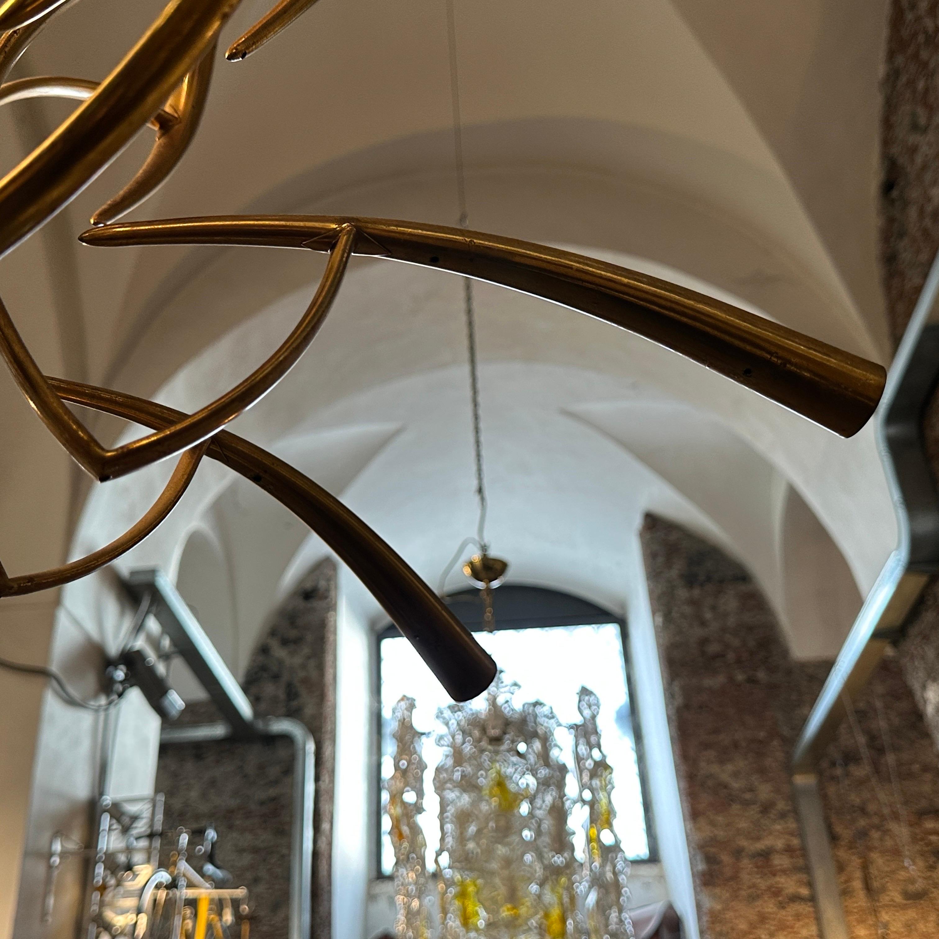 1950s Oscar Torlasco For Lumi Mid-Century Modern Brass 16 Lights Chandelier en laiton 8