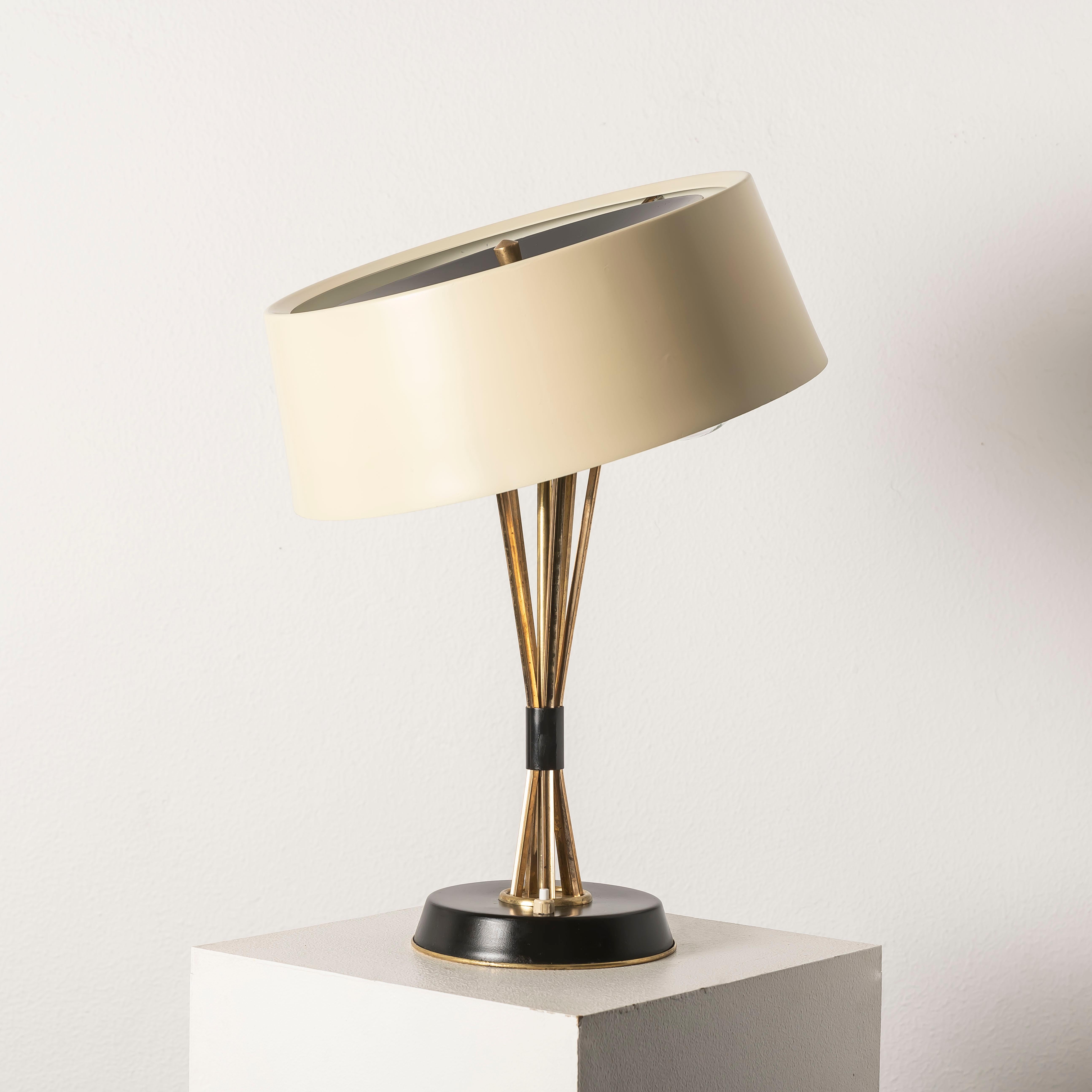 Aluminum 1950s Oscar Torlasco Lumi Italian Design Midcentury Table Lamp For Sale
