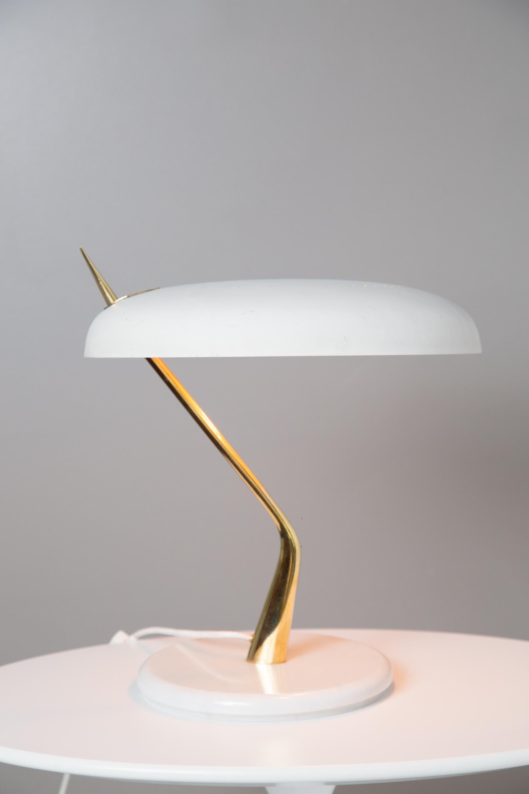Aluminum 1950s Oscar Torlasco Marble and Metal Table Lamp for Lumen Milano