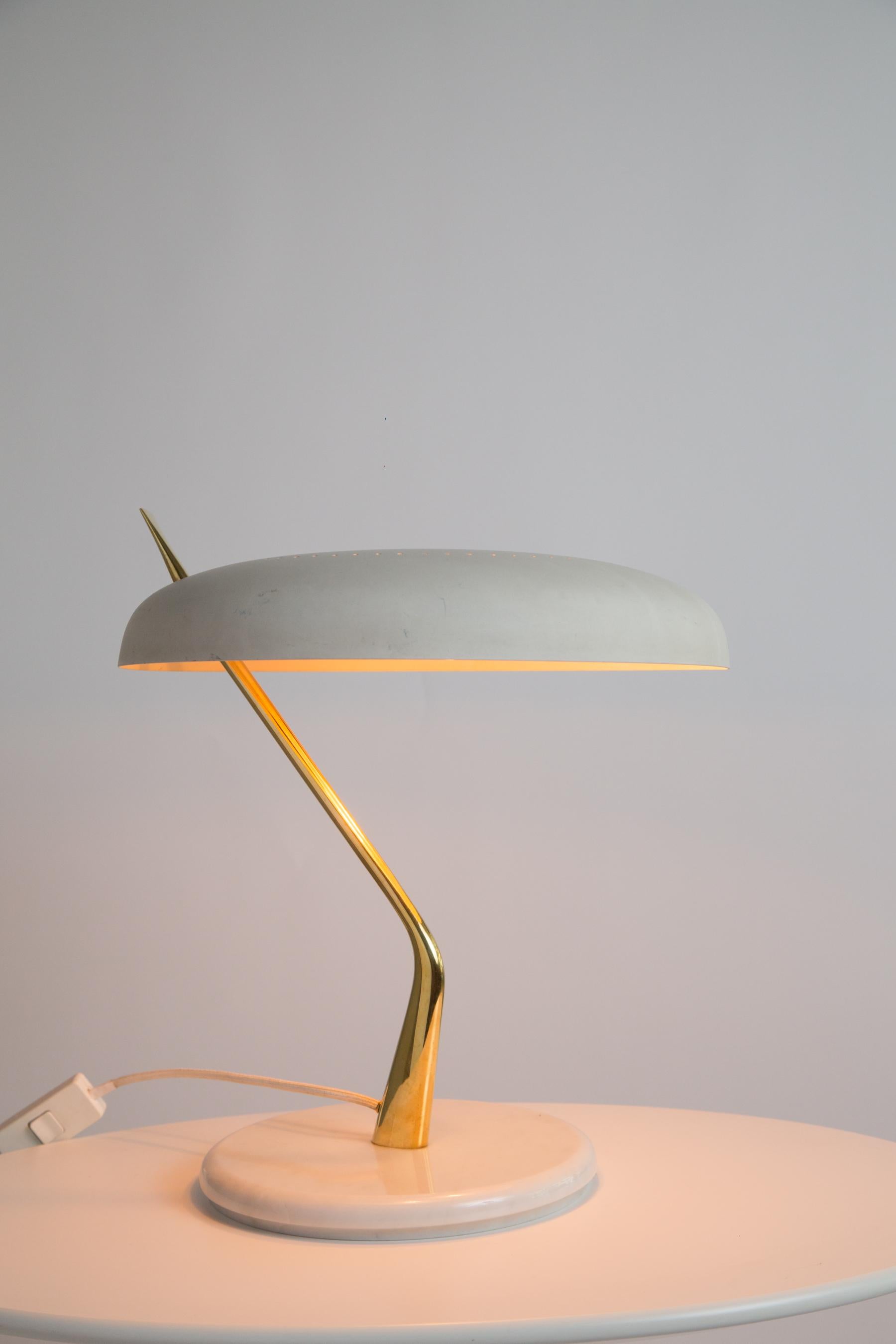 1950s Oscar Torlasco Marble and Metal Table Lamp for Lumen Milano 1