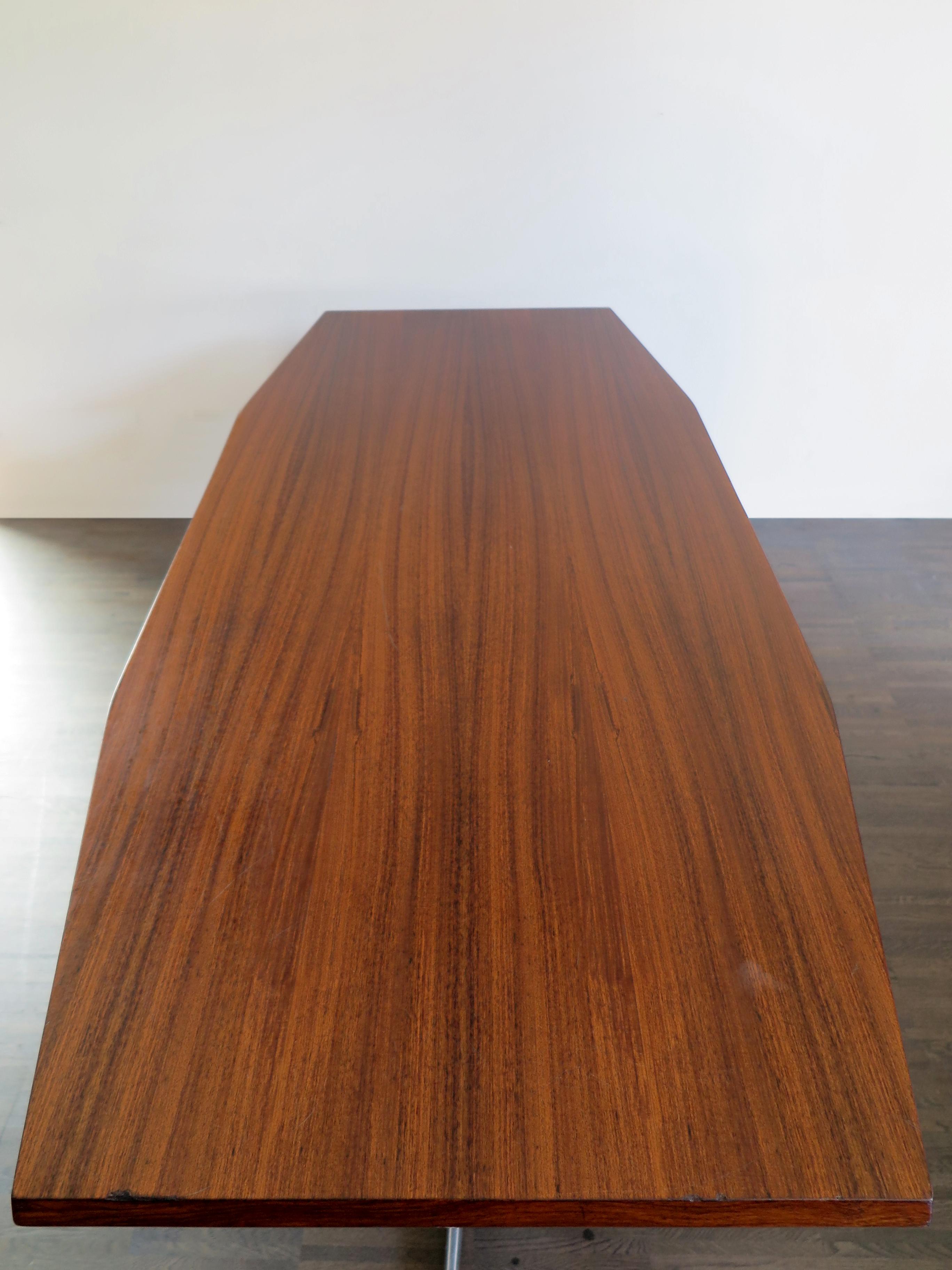 Mid-Century Modern 1950s Osvaldo Borsani Italian Dark Wood Conference or Dining Table for Tecno