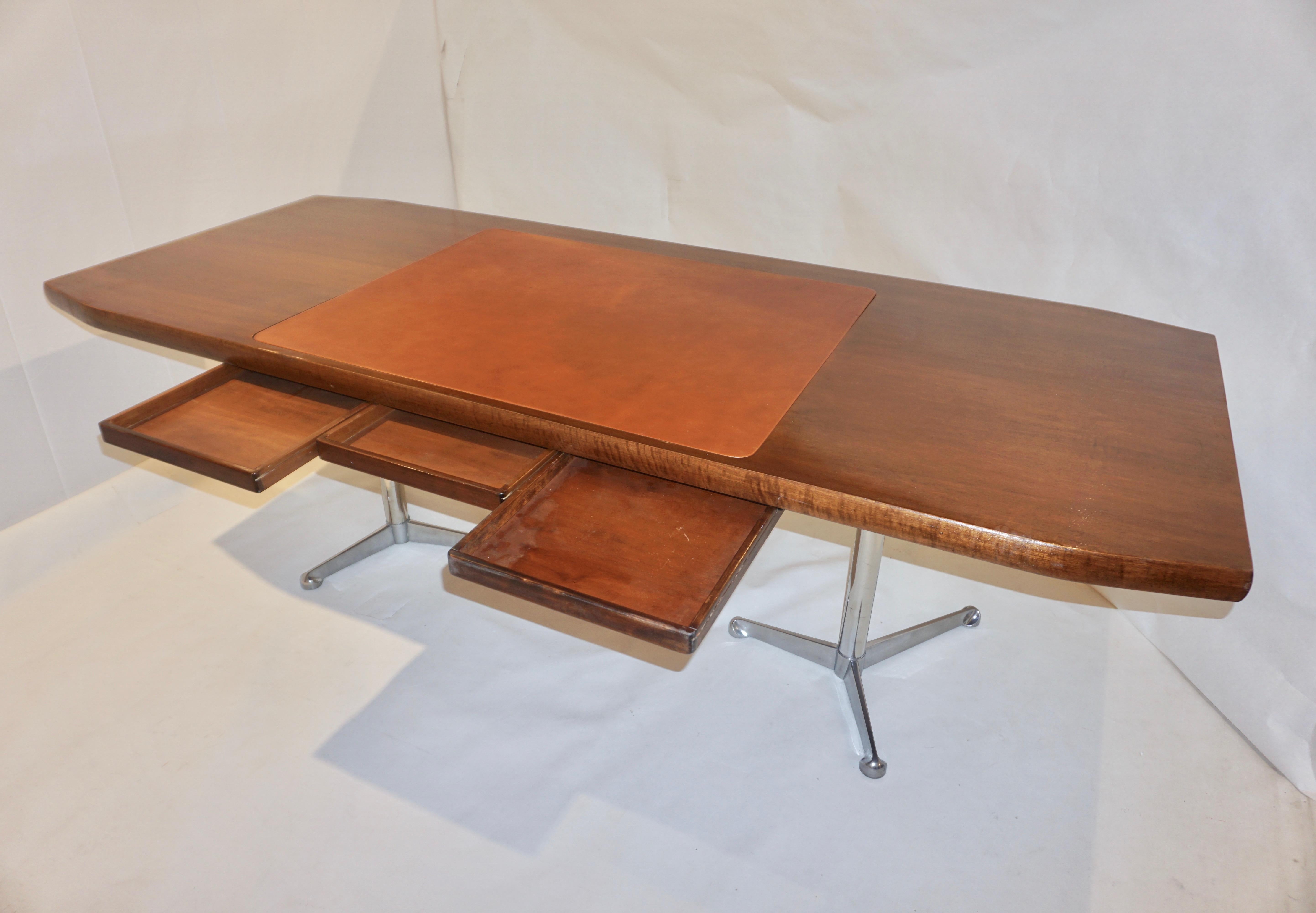 1960s Osvaldo Borsani Italian Mahogany Desk / Writing Table with Technical Sheet 6