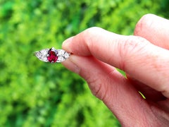 1950s Vintage Platinum Cocktail Ring with Garnet & Diamonds