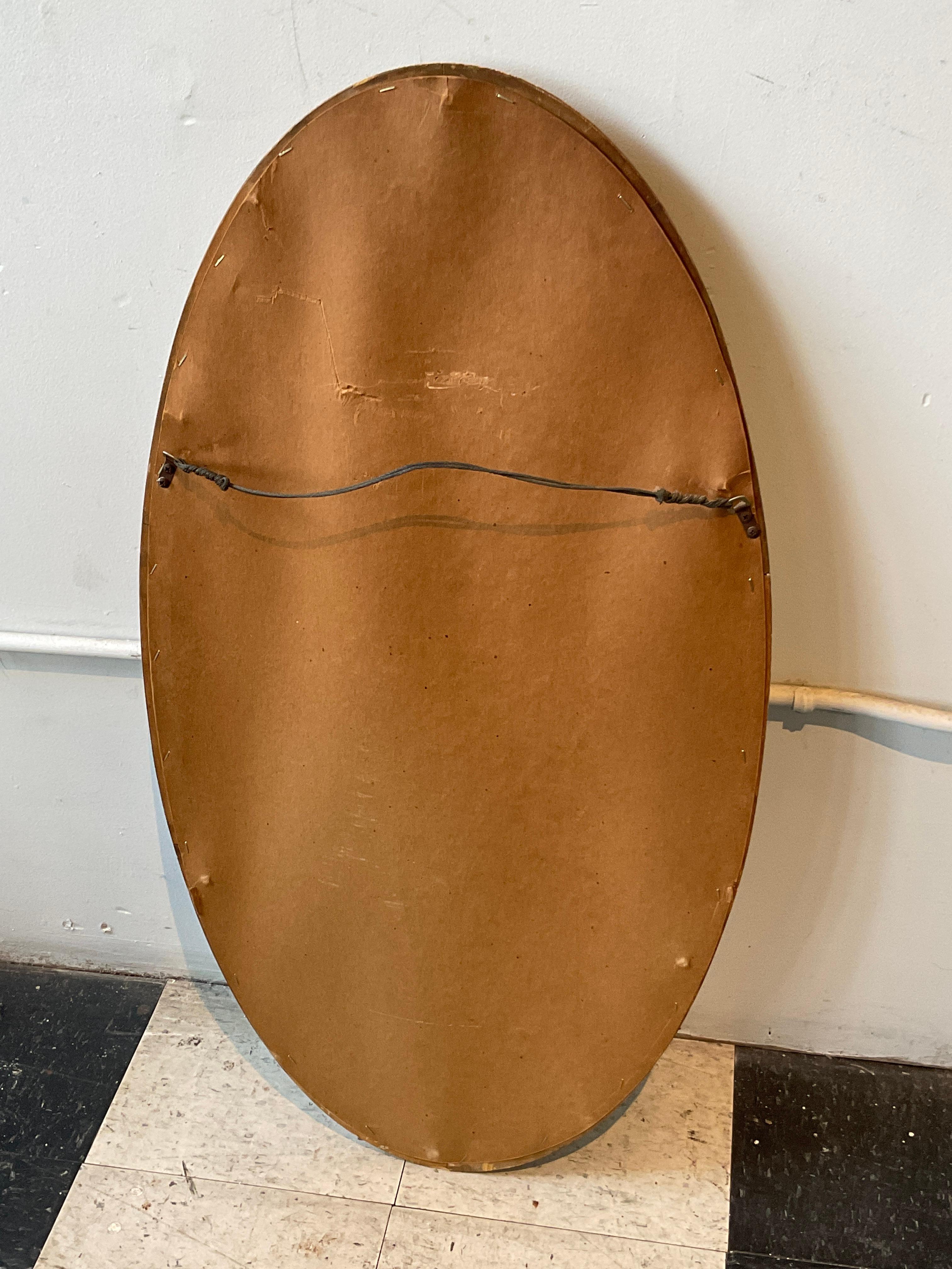 1950s Oval Gilt Wood Mirror For Sale 2