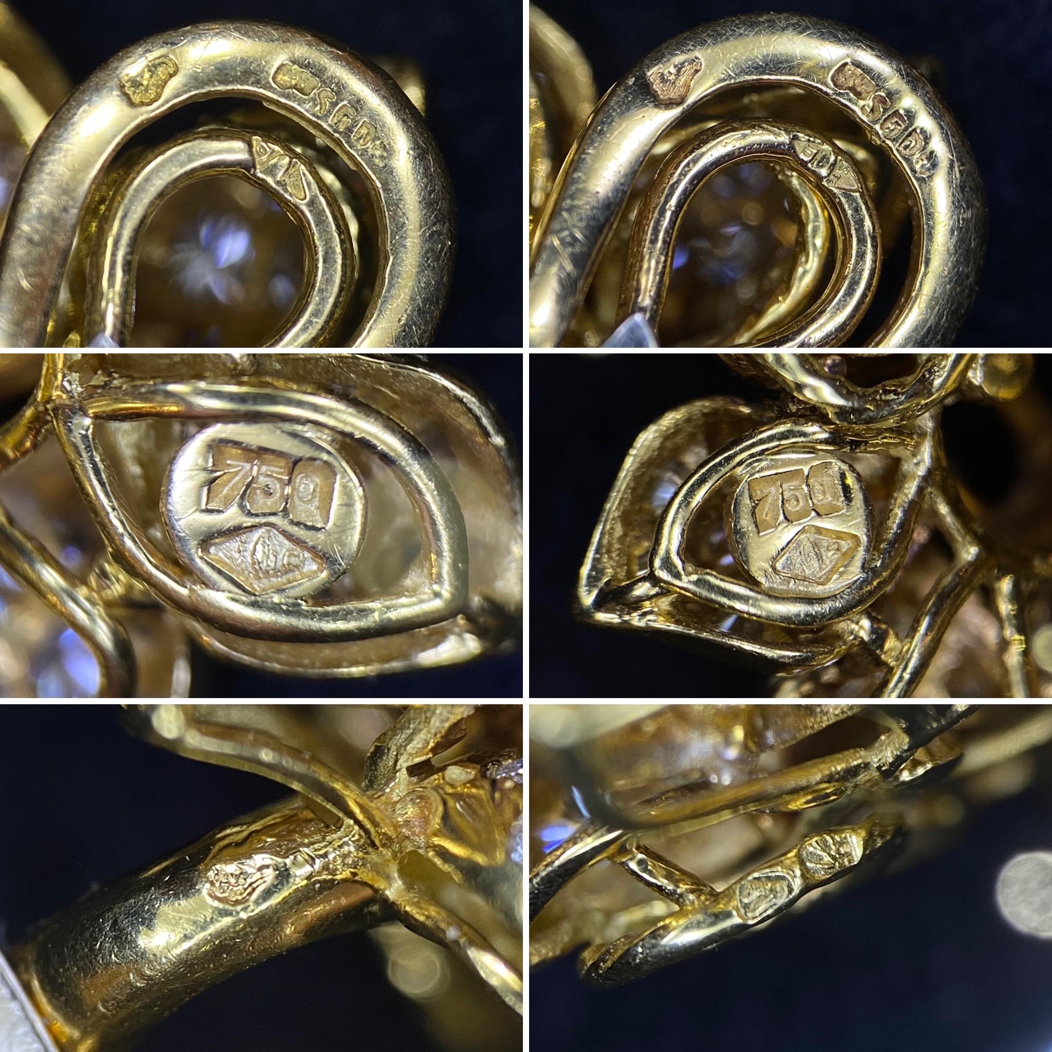 1950er Jahre Oval Rubin Runder Brillant Diamant Blume Clip-Ohrringe Gelbgold Französisch im Angebot 7