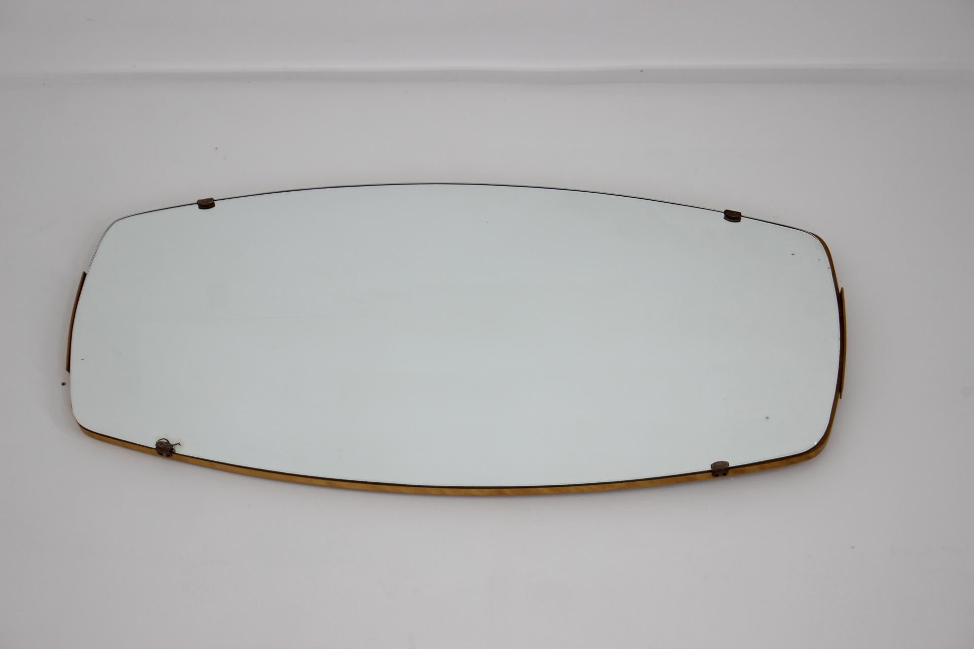 Mid-Century Modern 1950s Oval Wall Mirror, Czechoslovakia