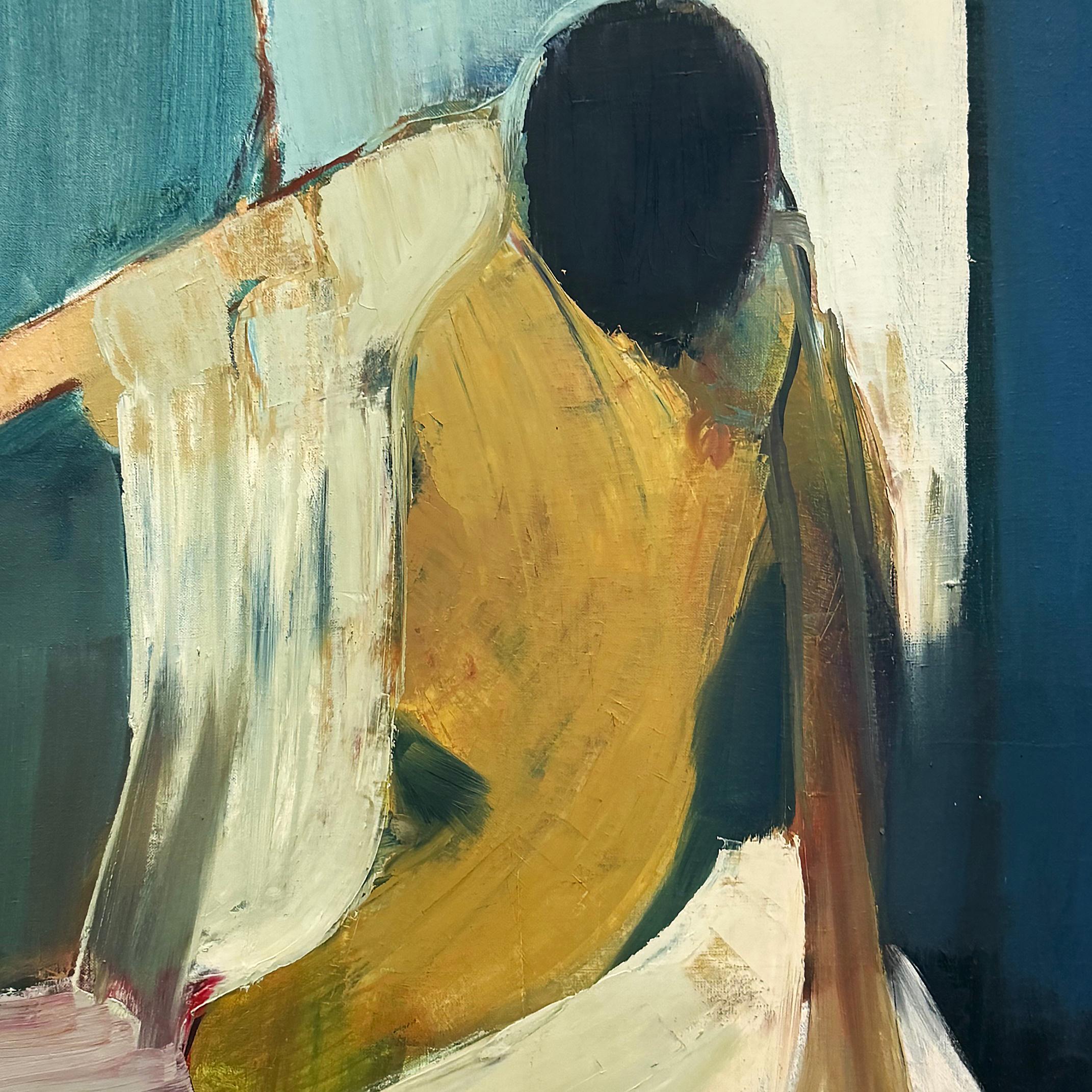 1950er Jahre Overscale Abstrakte Impressionist Nude Ölgemälde auf Leinwand (Handbemalt) im Angebot