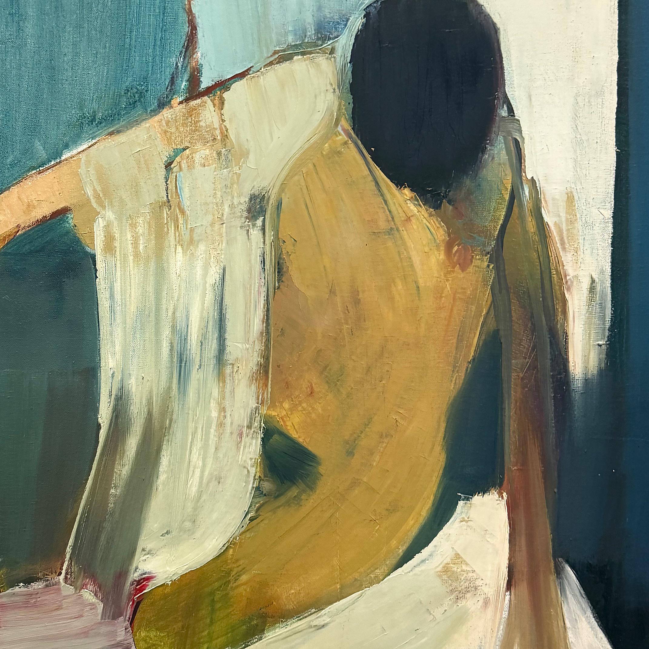 1950er Jahre Overscale Abstrakte Impressionist Nude Ölgemälde auf Leinwand (20. Jahrhundert) im Angebot