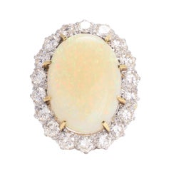 Vintage 1950s Oversized Opal Diamond Cocktail Ring