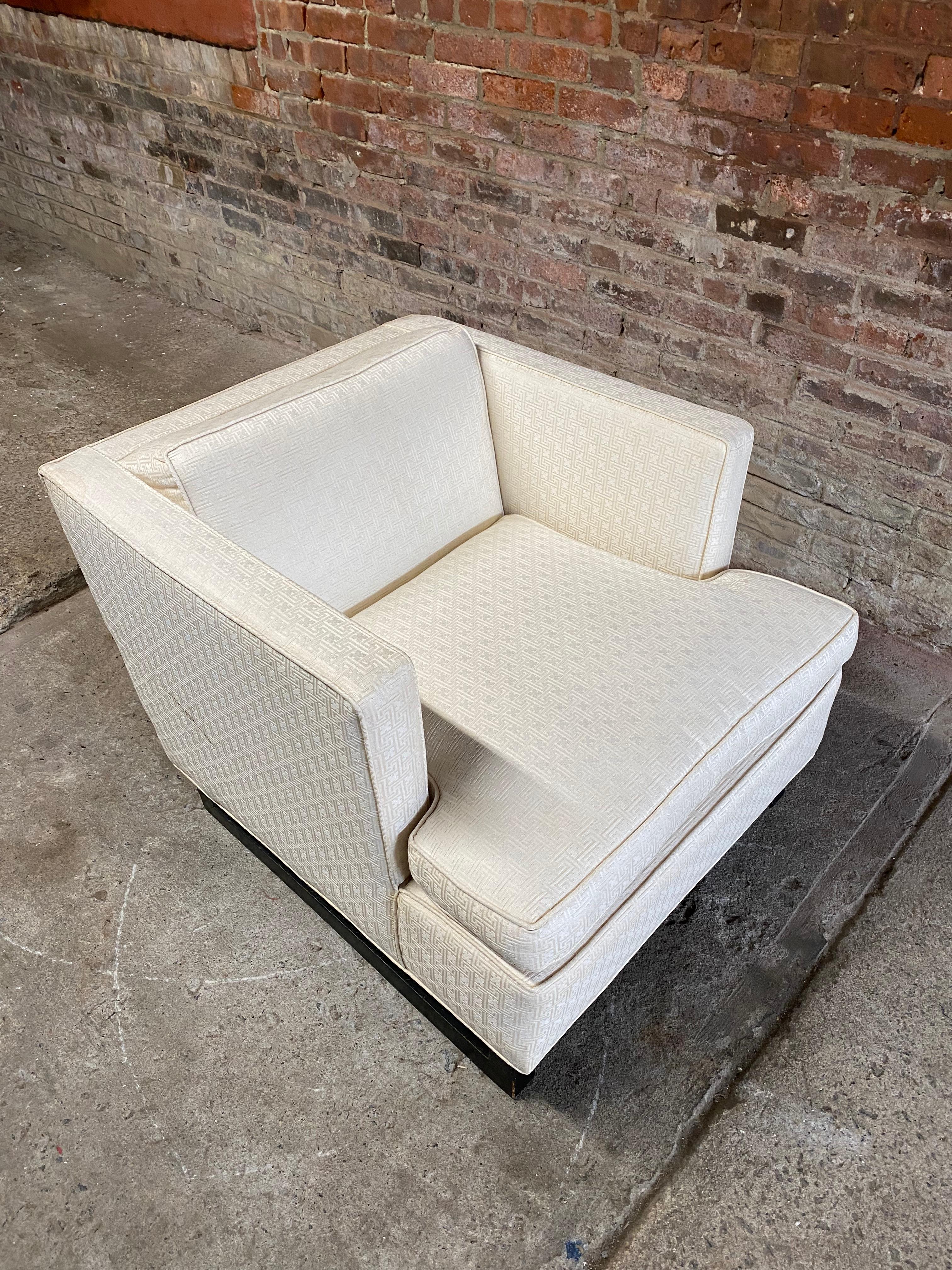 Ebonized 1950s Oversized Sleigh Base Lounge Chair