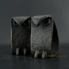 1950s Owl Sculptures Birds Midcentury Brutalist Japan Iron after Isamu Noguchi