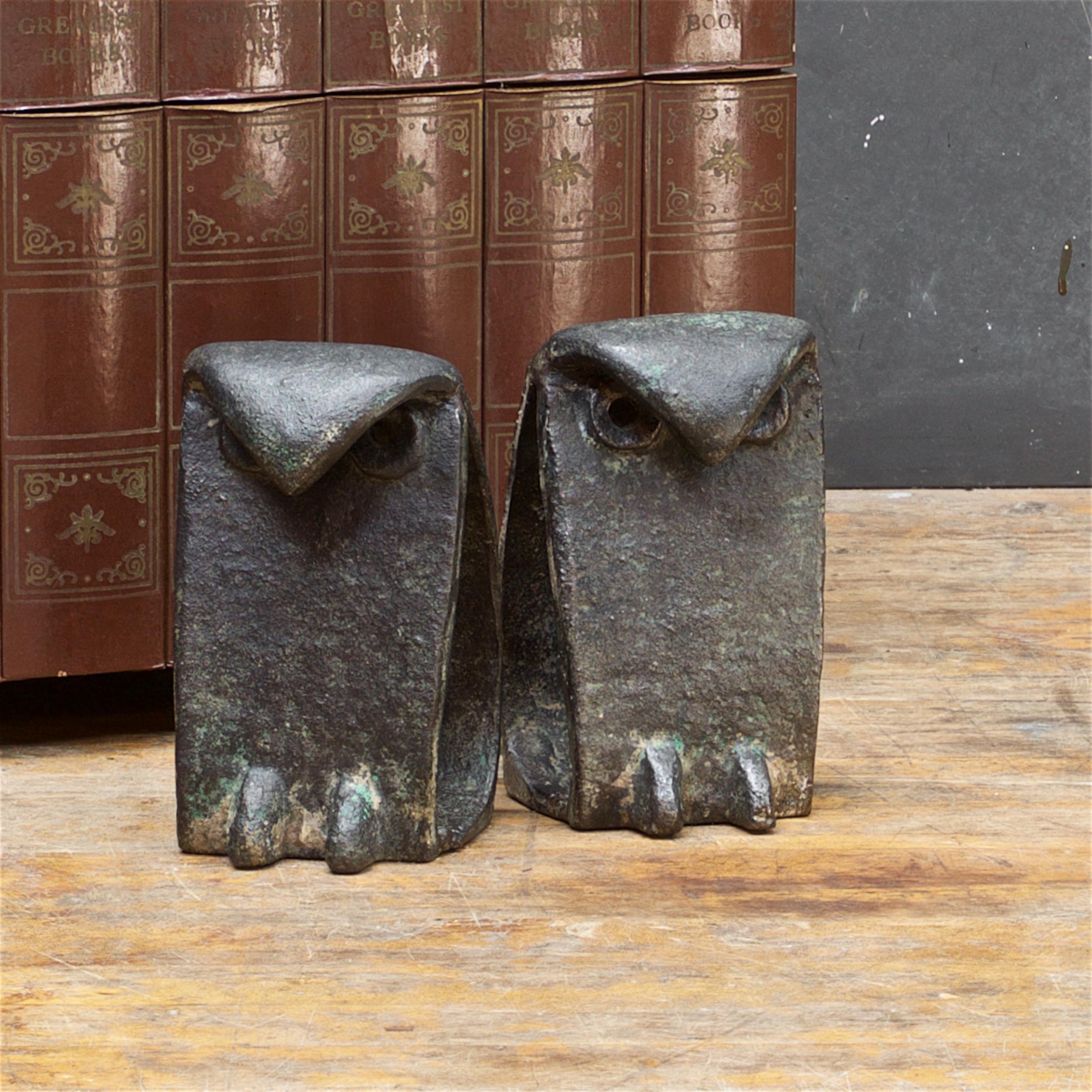 Japanese 1950s Owls Sculptures Birds Mid-Century Brutalist Japan Iron After Isamu Noguchi