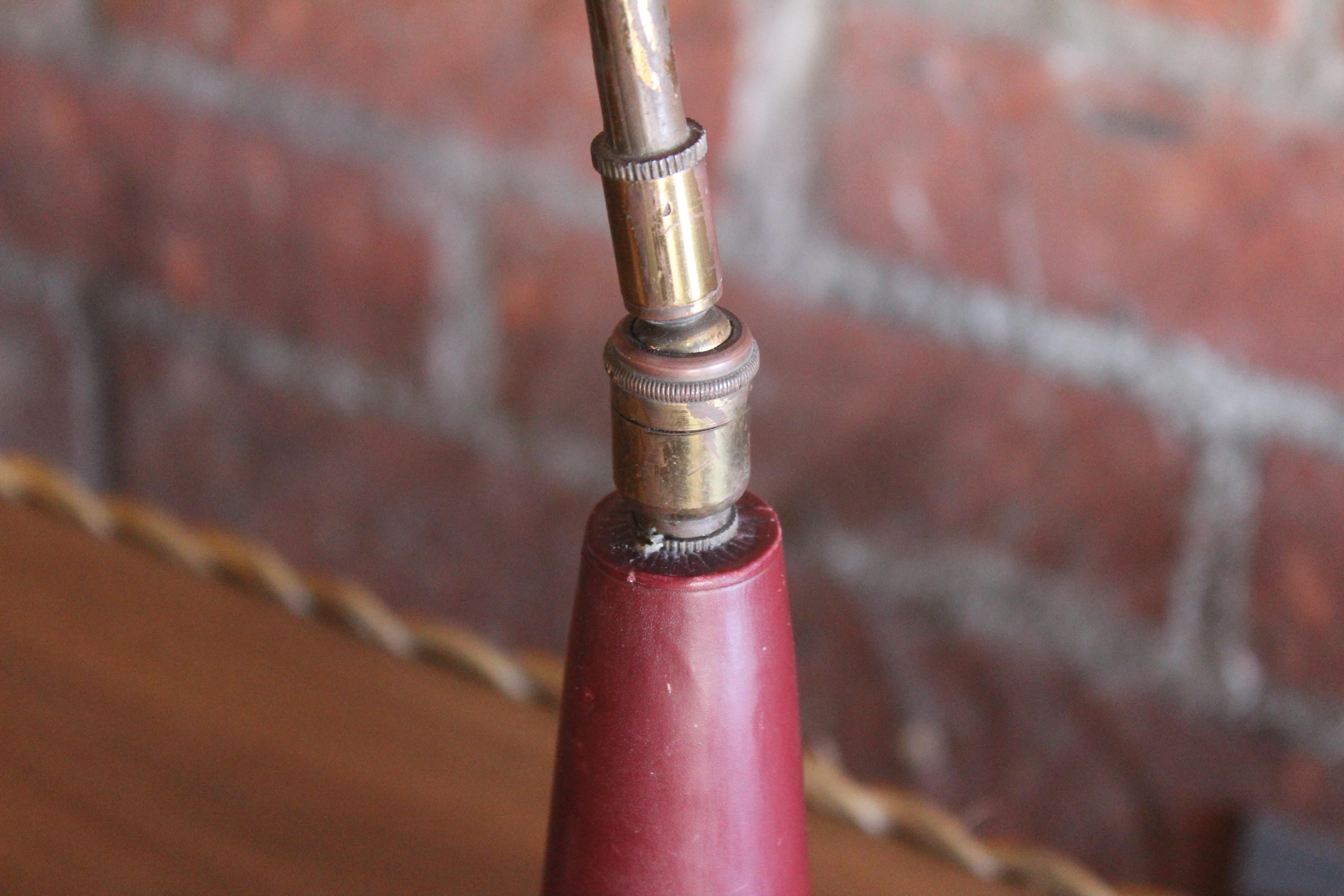 1950s Oxblood Leather Desk Lamp by Jacques Adnet, France 6